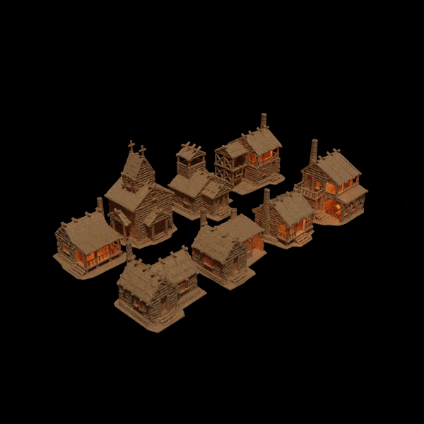 Tabletop Terrain Building Forest Cabins / Log Cabins