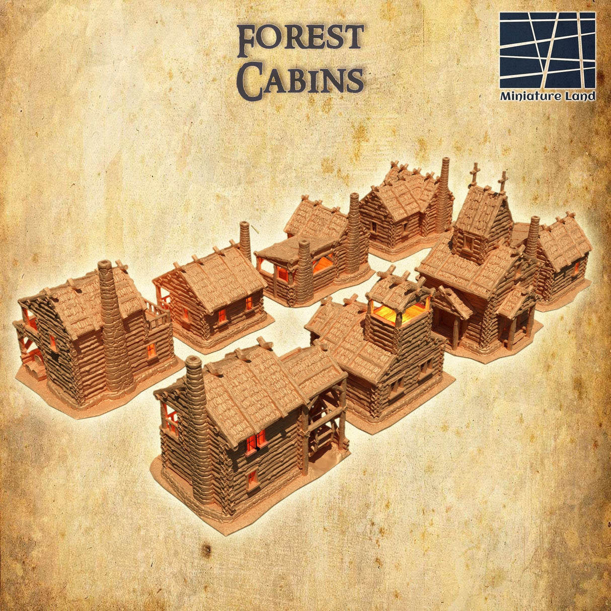 Tabletop Terrain Building Forest Cabins / Log Cabins