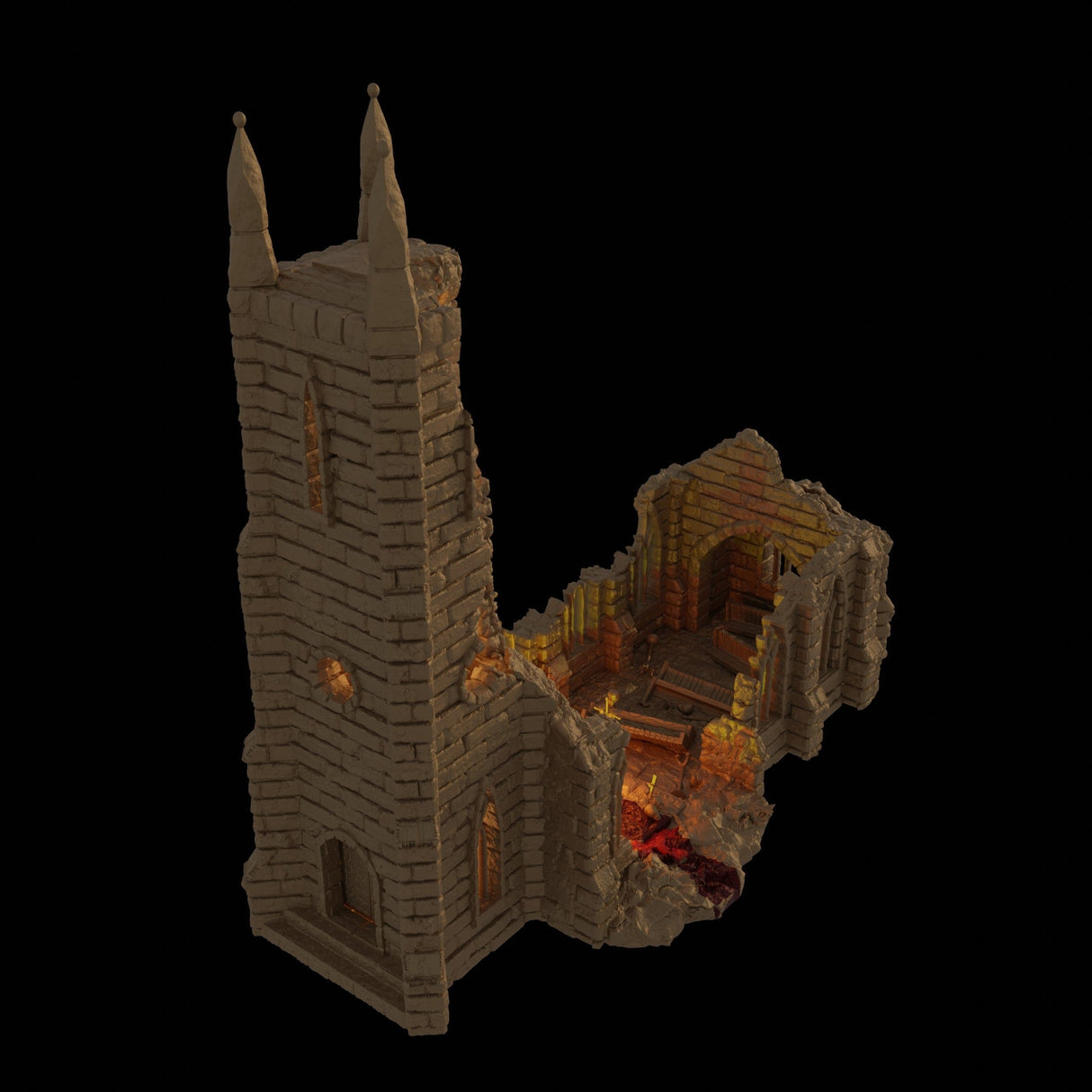 Tabletop Terrain Building Ruined Cultist Church