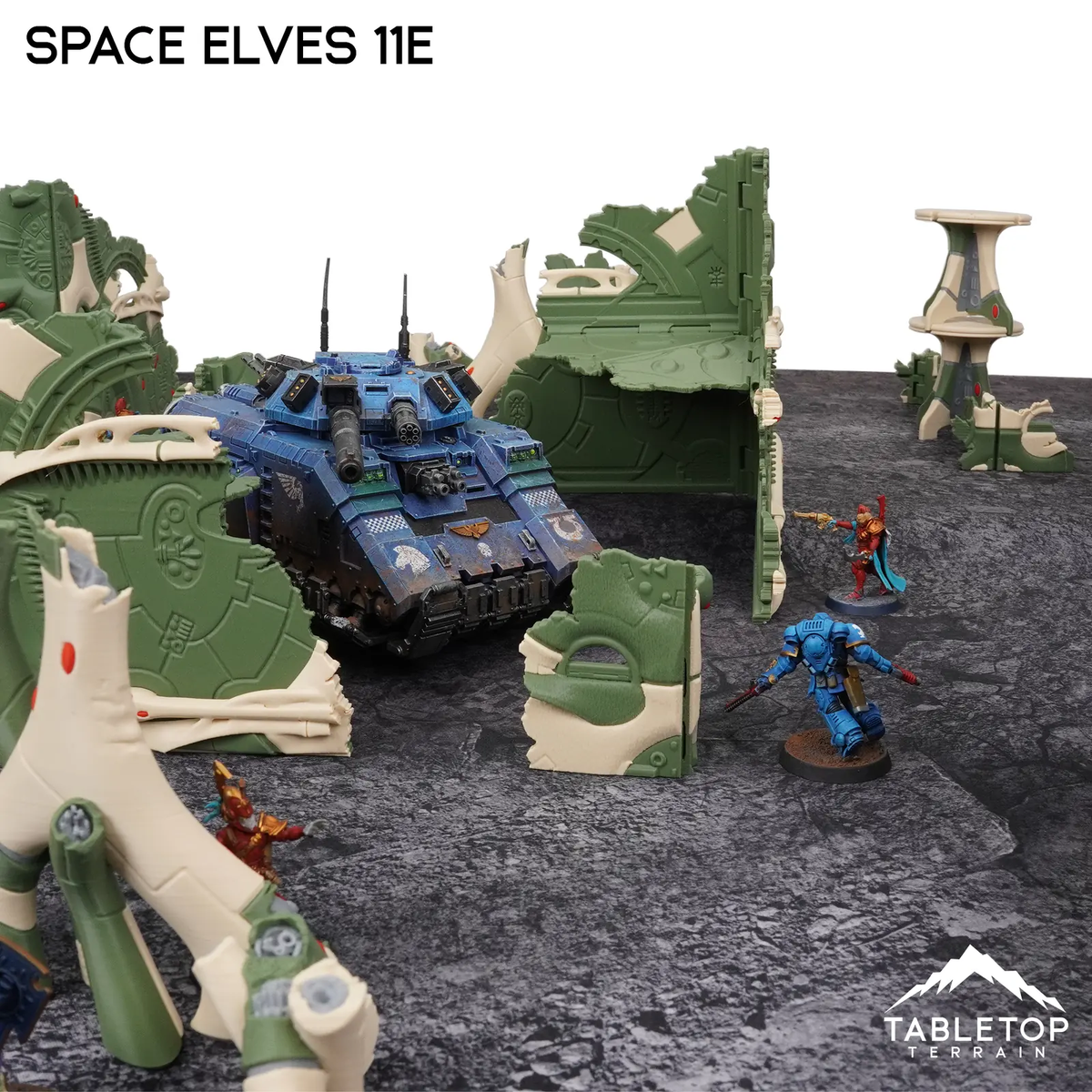 Space Elves 11e Foldable Tournament Terrain - NextGen Color Green + Bone