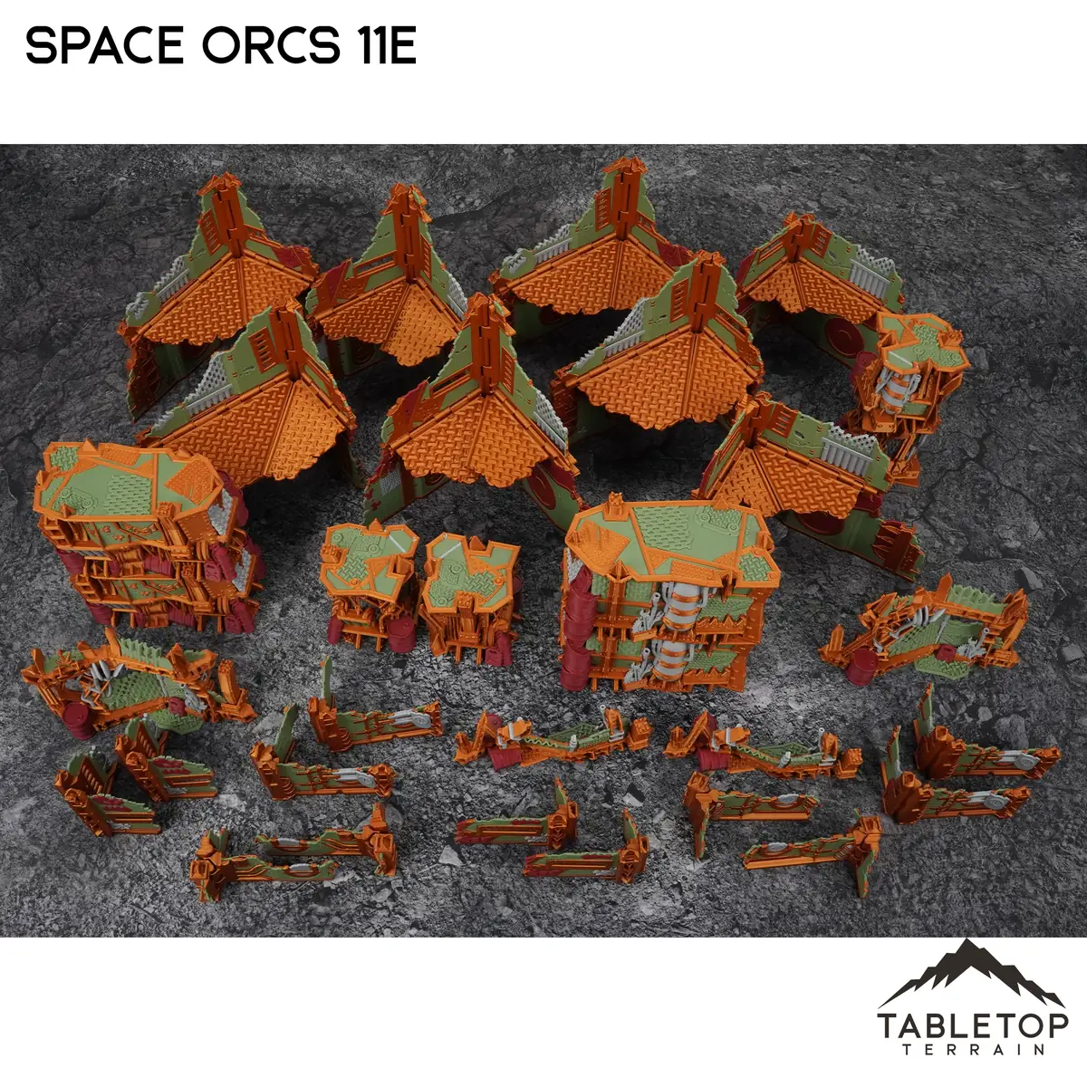 Space Orcs 11e Foldable Tournament Terrain - NextGen Color Orange + Green