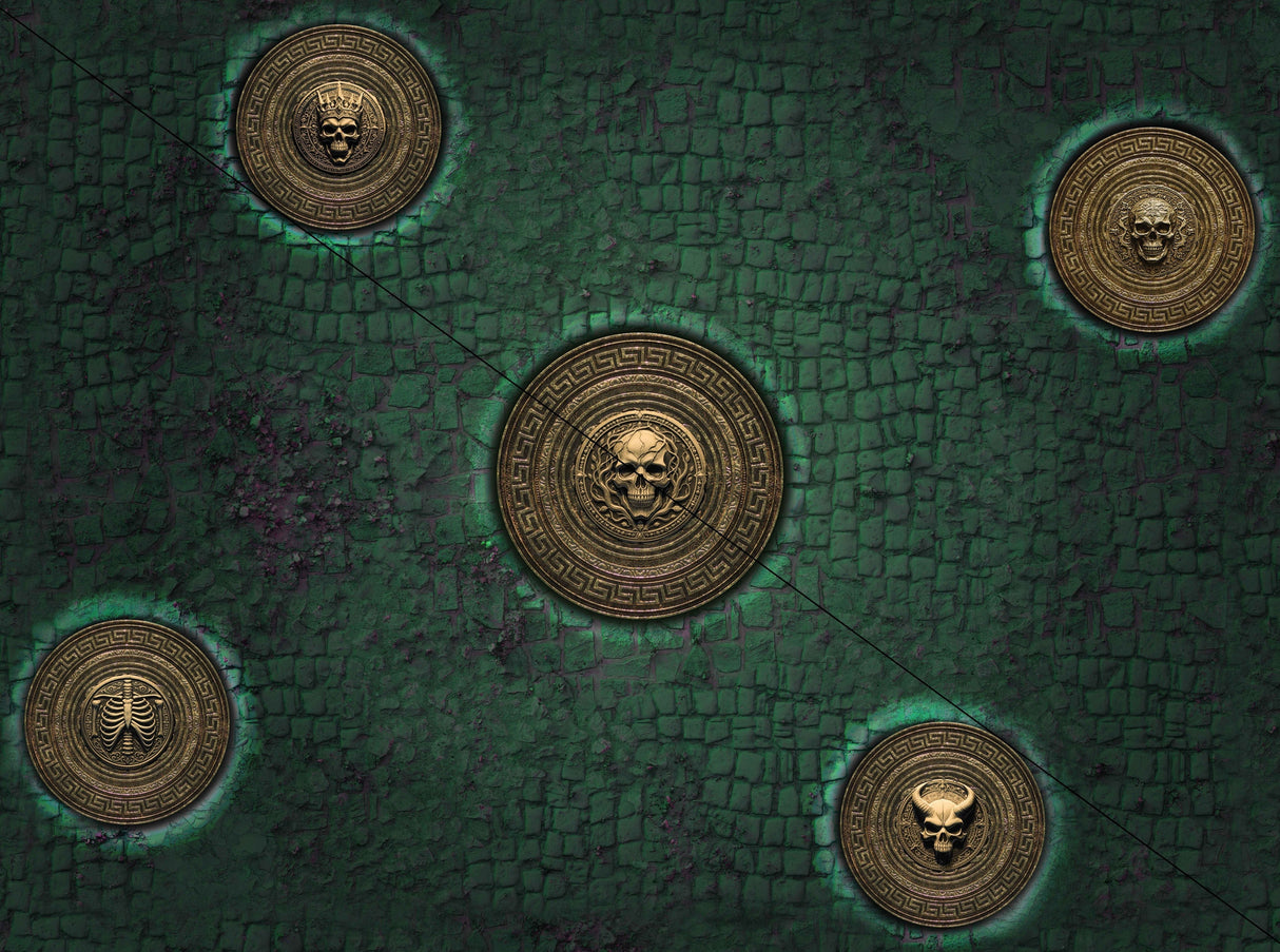 Gray Matter Gaming Gaming Mat 22x30 Spearhead Season 2 - Broken Cobblestone & Desert Paths - Neoprene Battle Mat with Bag