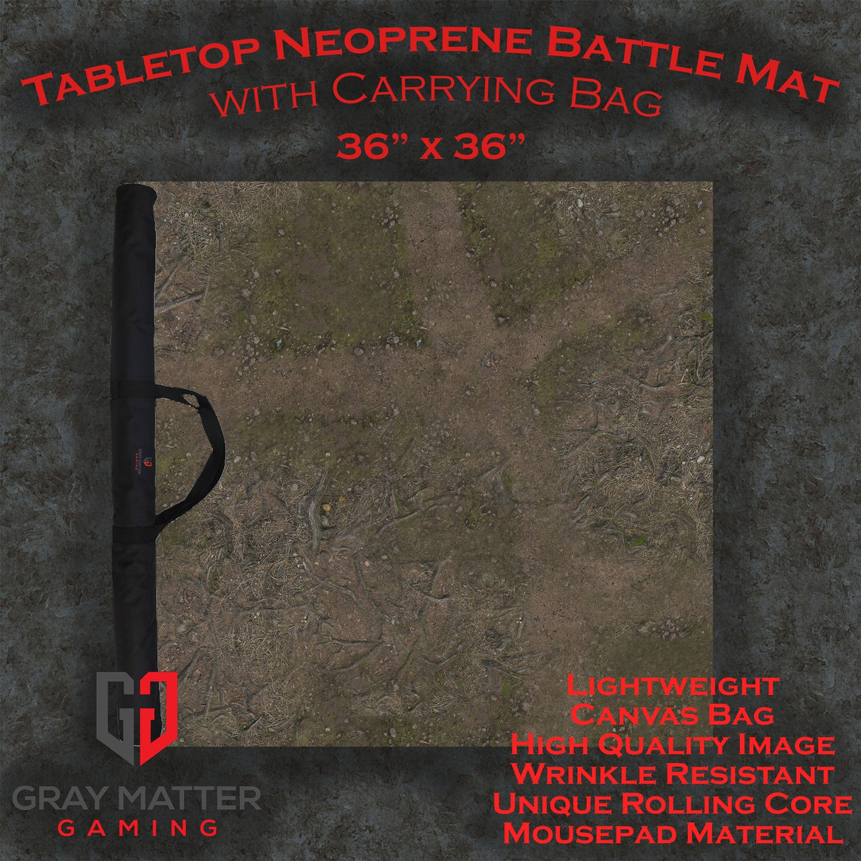 Gray Matter Gaming Gaming Mat 36x36 Deep Forest - Neoprene Battle Mat with Bag