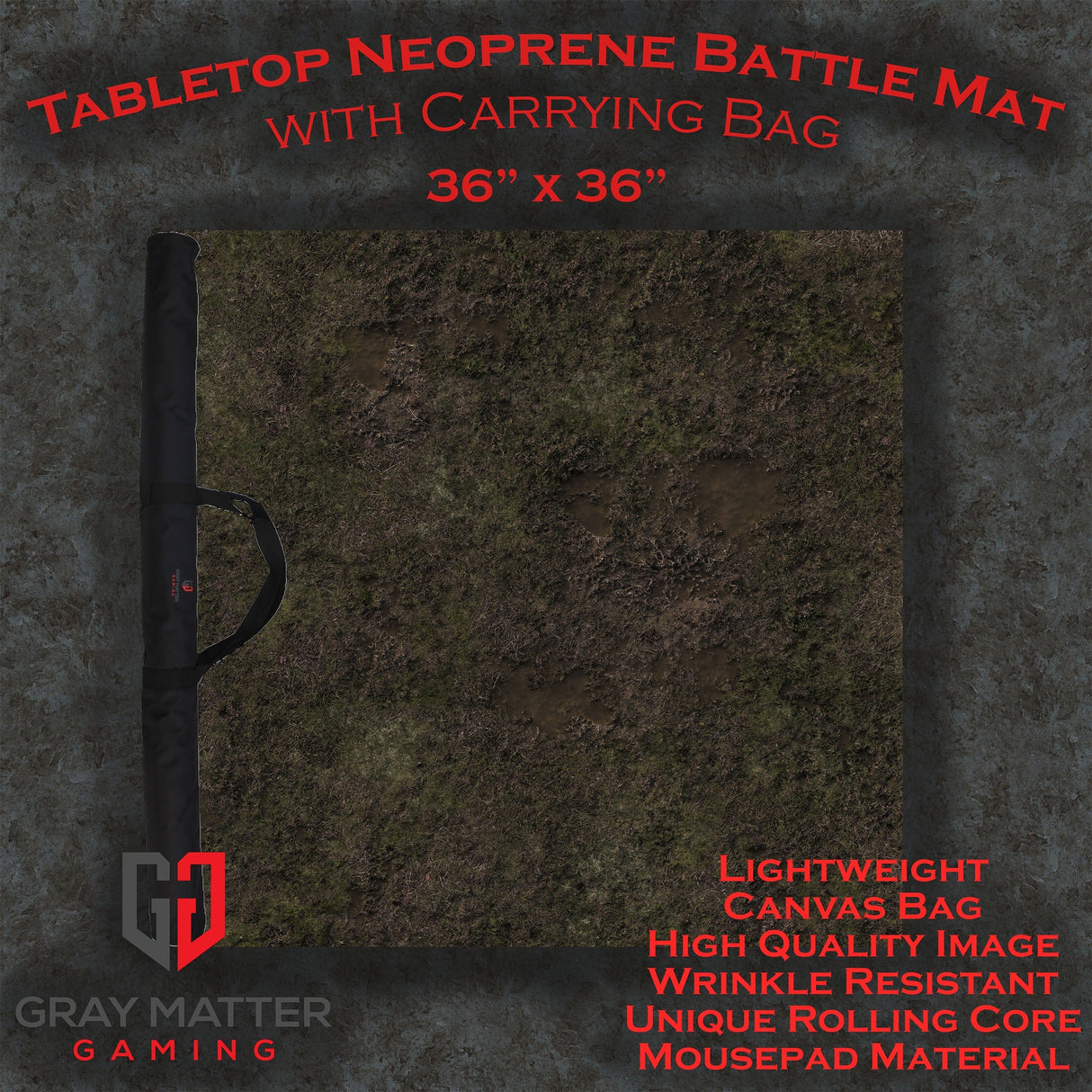 Gray Matter Gaming Gaming Mat 36x36 Dread Marsh - Neoprene Battle Mat with Bag