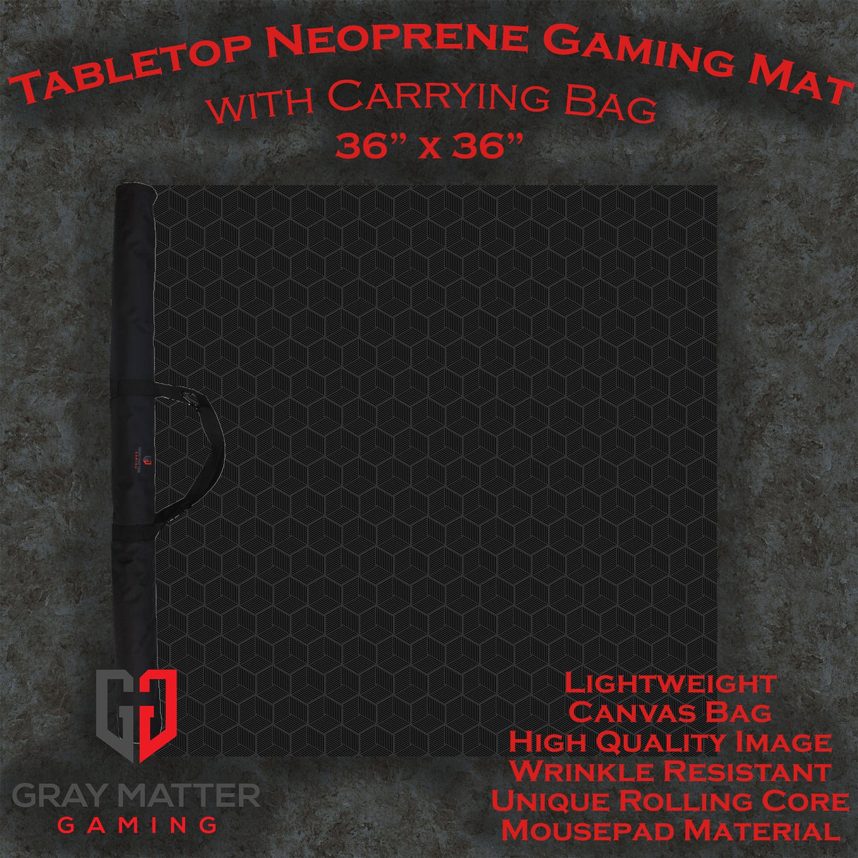 Gray Matter Gaming Gaming Mat 36x36 Geometric Pattern Mat 36" x 36" with Bag | Board Game Puzzle Mat
