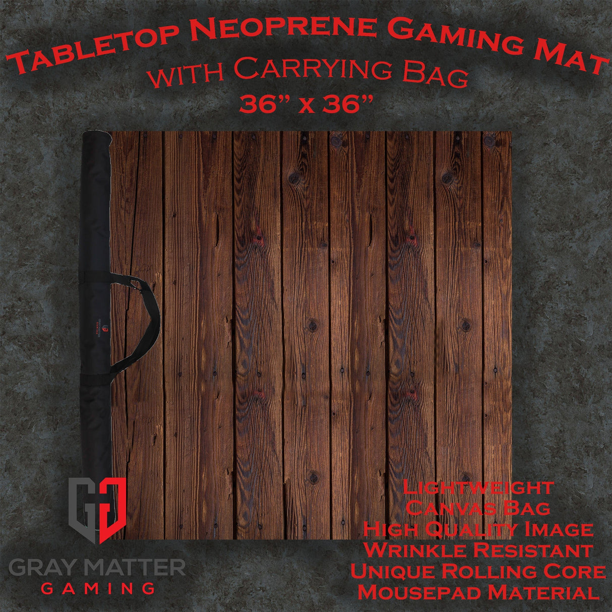 Gray Matter Gaming Gaming Mat 36x36 Tavern Table - 36" x 36" Board Game Mat with Bag