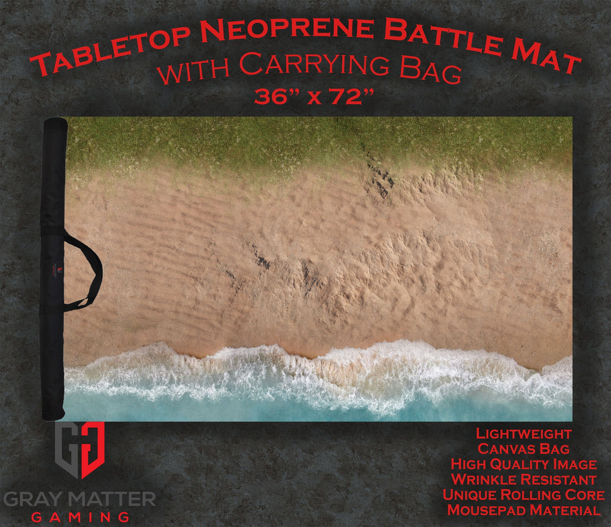 Gray Matter Gaming Gaming Mat 36x72 Coastal Shore - Neoprene Battle Mat with Bag