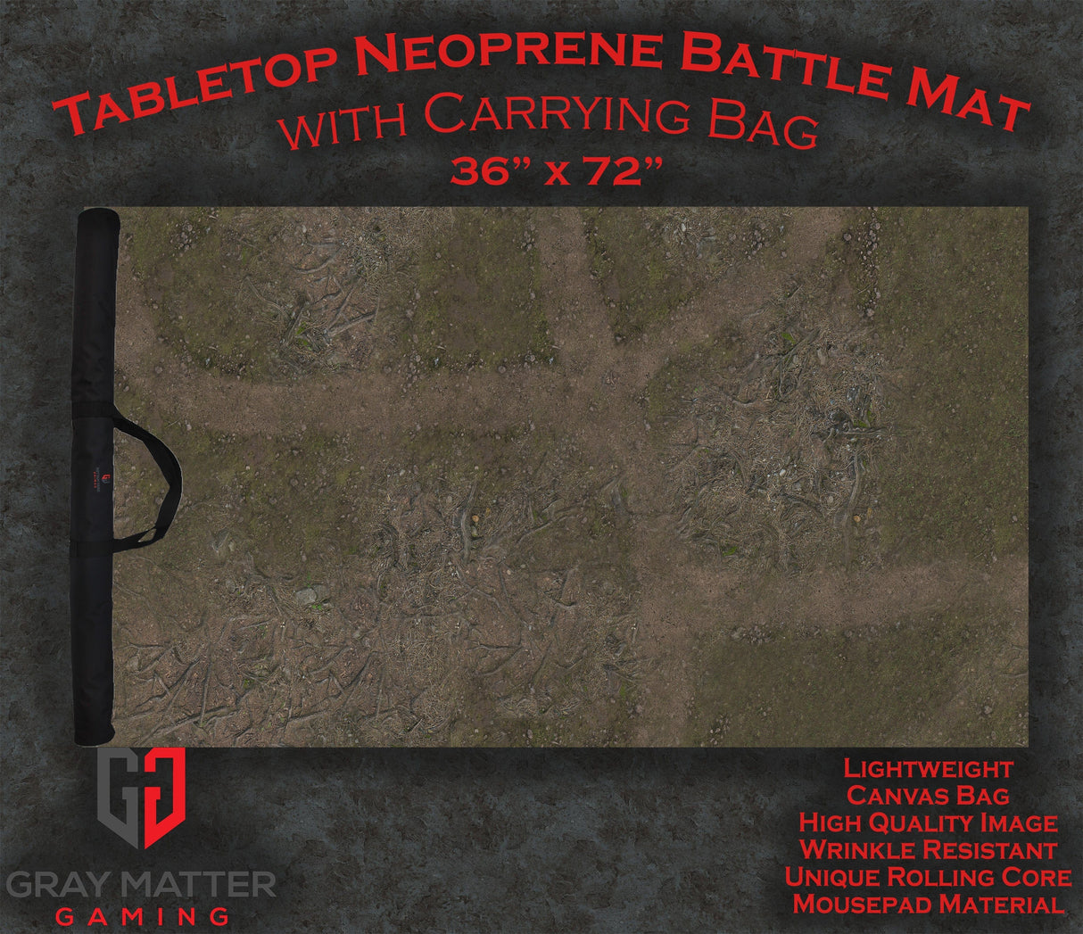 Gray Matter Gaming Gaming Mat 36x72 Deep Forest - Neoprene Battle Mat with Bag