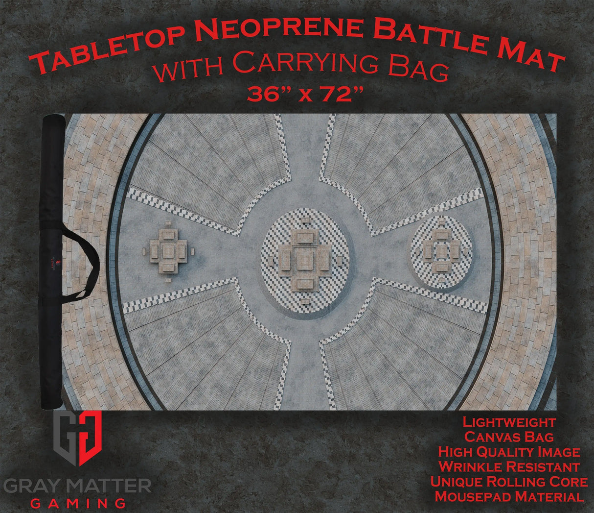 Gray Matter Gaming Gaming Mat 36x72 Grand Concourse - Neoprene Battle Mat with Bag
