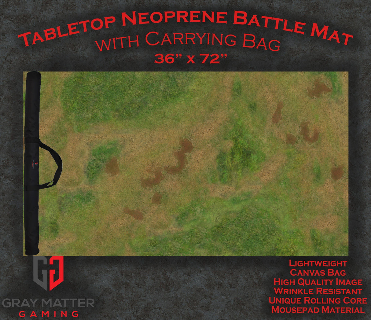 Gray Matter Gaming Gaming Mat 36x72 Traveler's Road - Neoprene Battle Mat with Bag