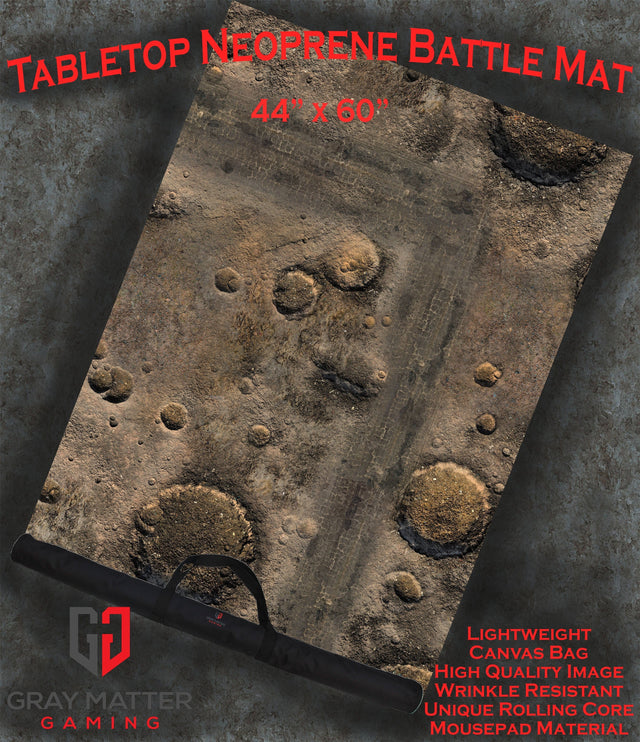Gray Matter Gaming Gaming Mat 44x60 Blasted Battlefield - Neoprene Battle Mat with Bag