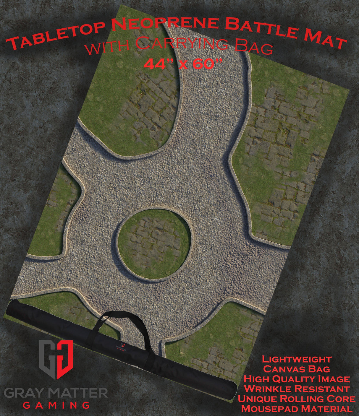 Gray Matter Gaming Gaming Mat 44x60 Town Center - Neoprene Battle Mat with Bag