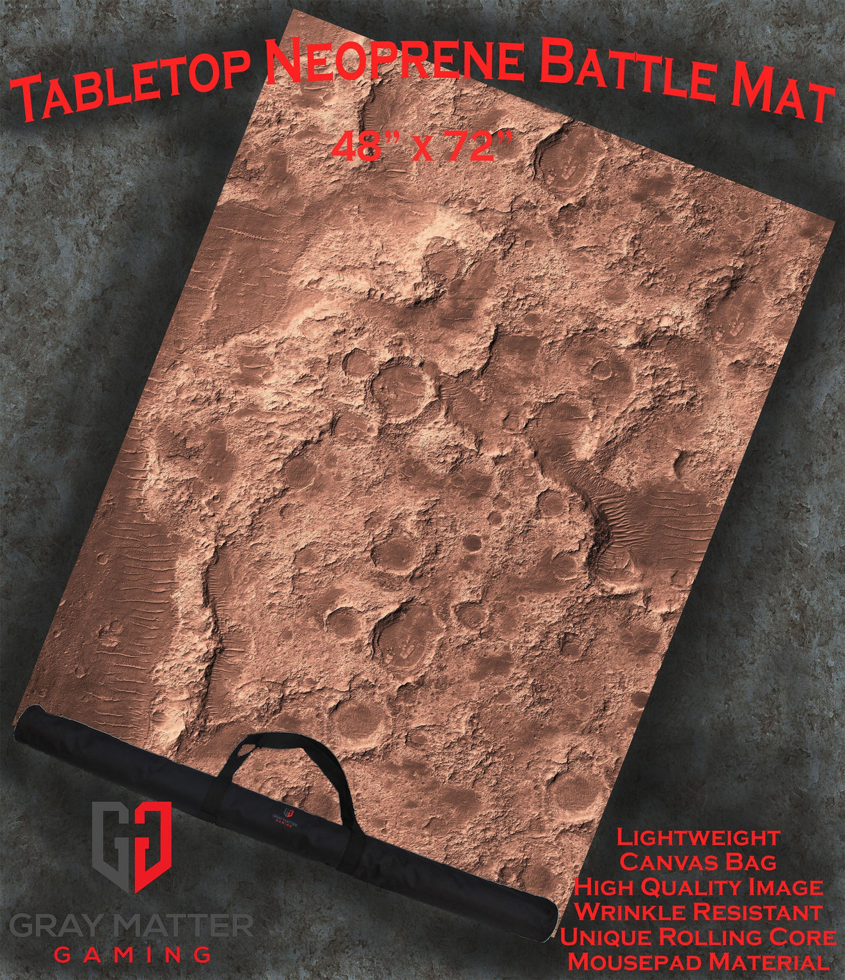 Gray Matter Gaming Gaming Mat 48x72 Barren Lands - Neoprene Battle Mat with Bag