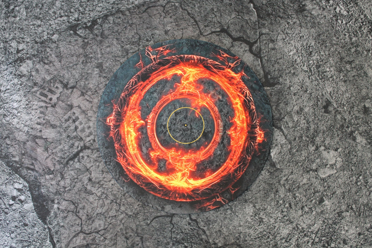 Gray Matter Gaming Objective Marker Double Sided Neoprene 7.57" Objective Markers - Green and Flaming Portal