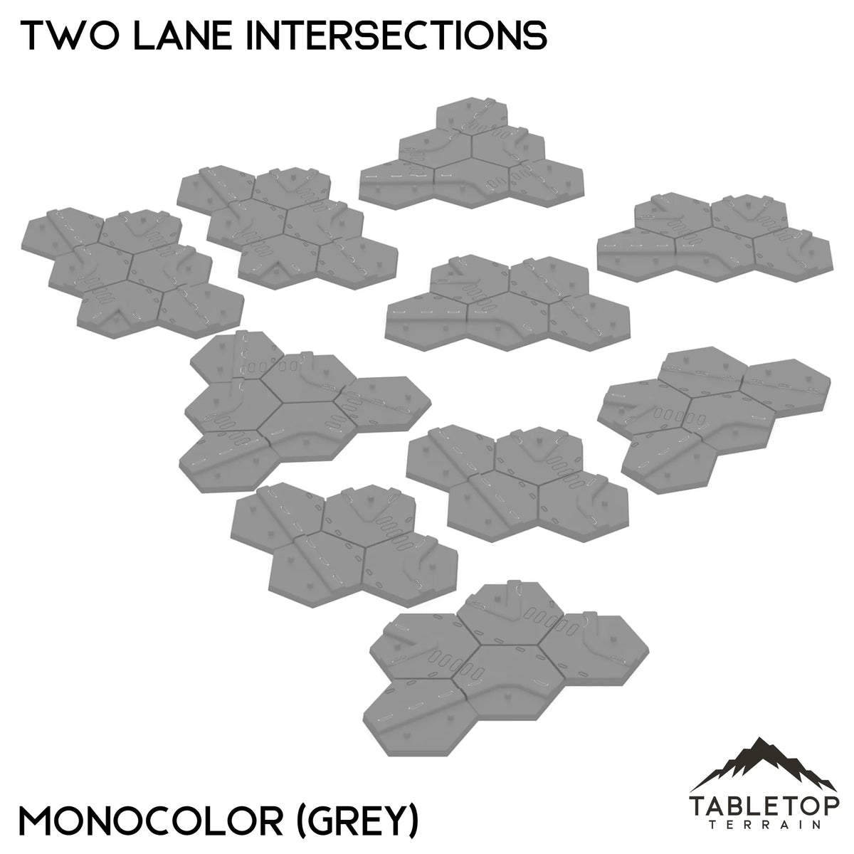 HEXTECH Two Lane Intersections Bundle - Monocolor (Grey)