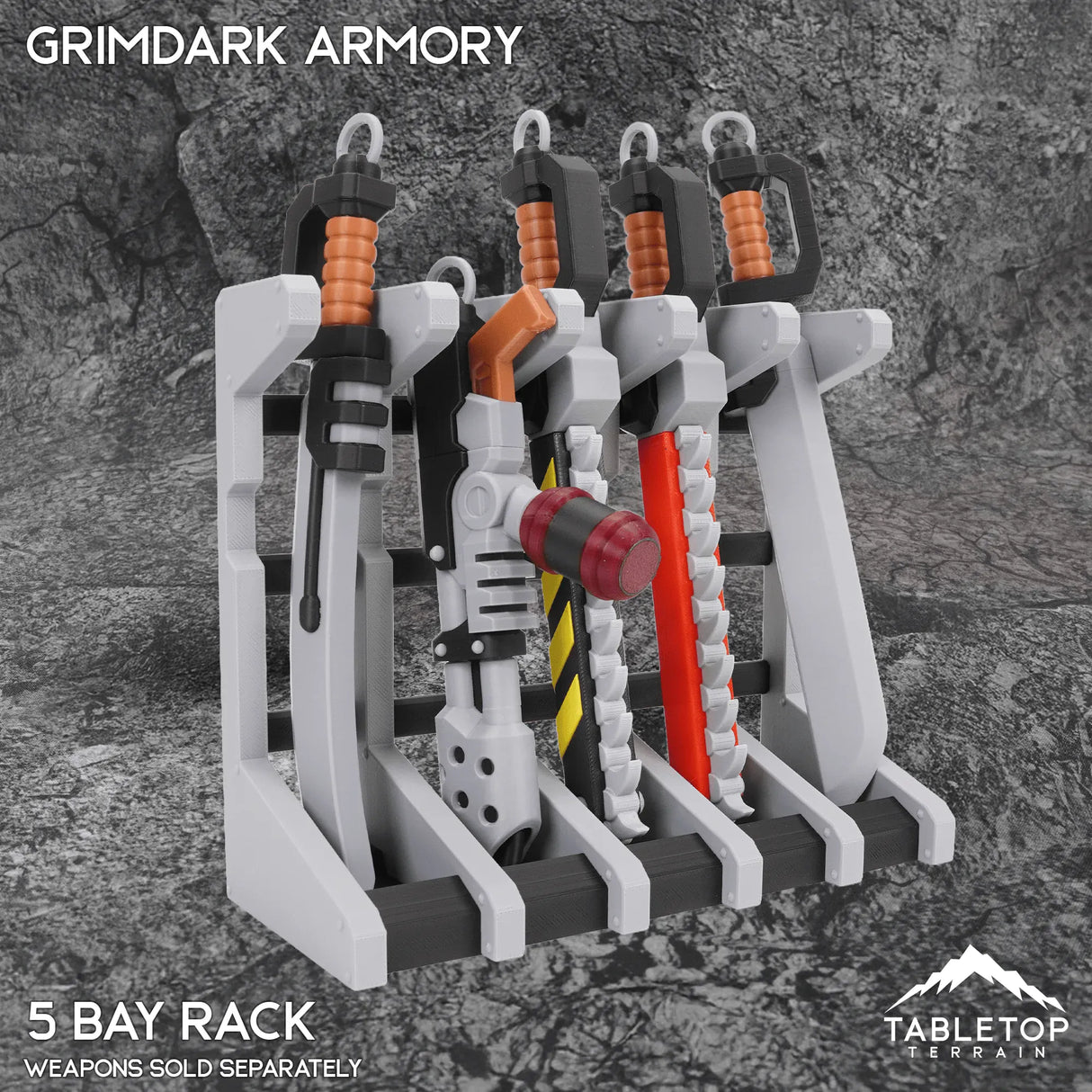 Tabletop Terrain 5 Bay Rack Grimdark Armory - Mini Weapon Props