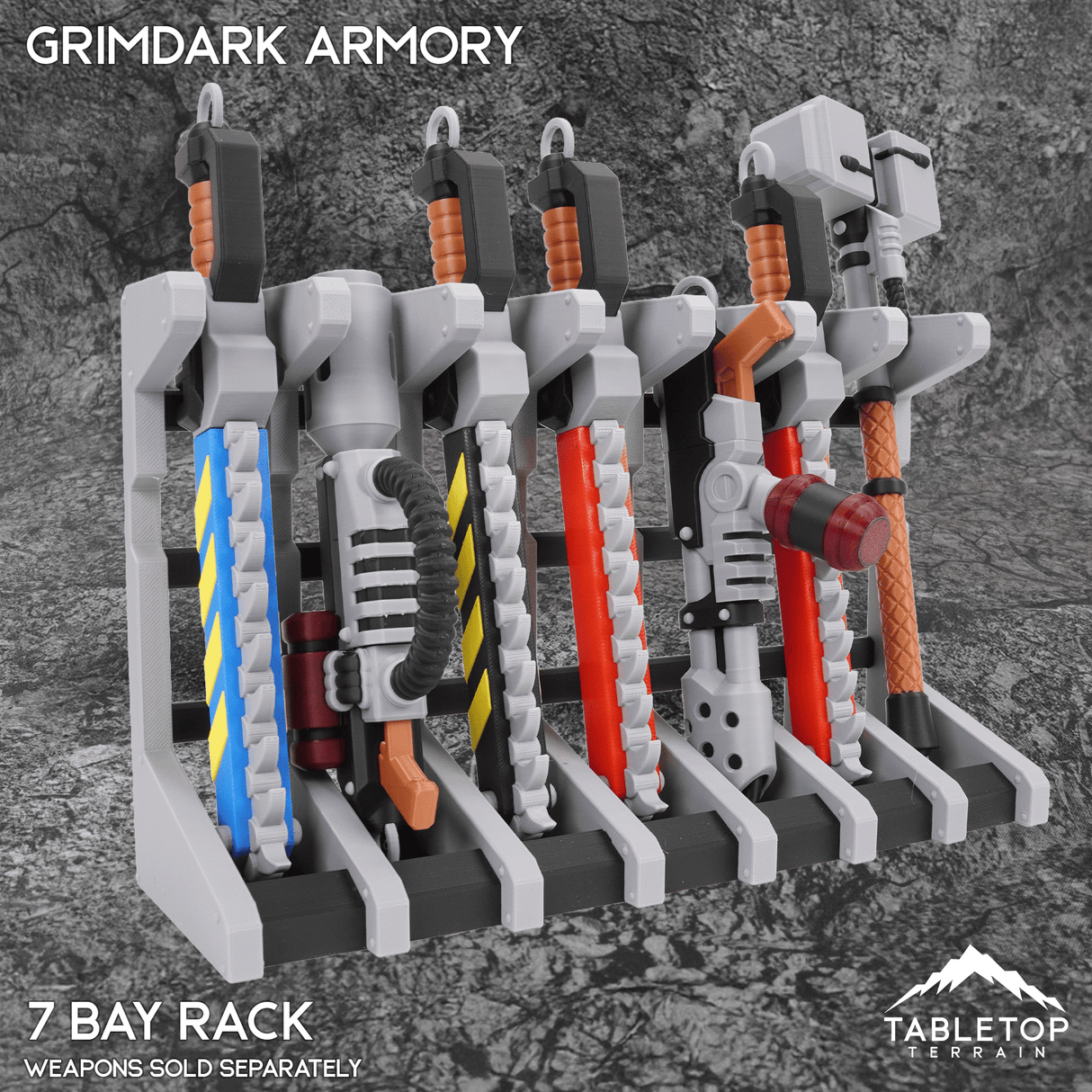 Tabletop Terrain 7 Bay Rack Grimdark Armory - Mini Weapon Props