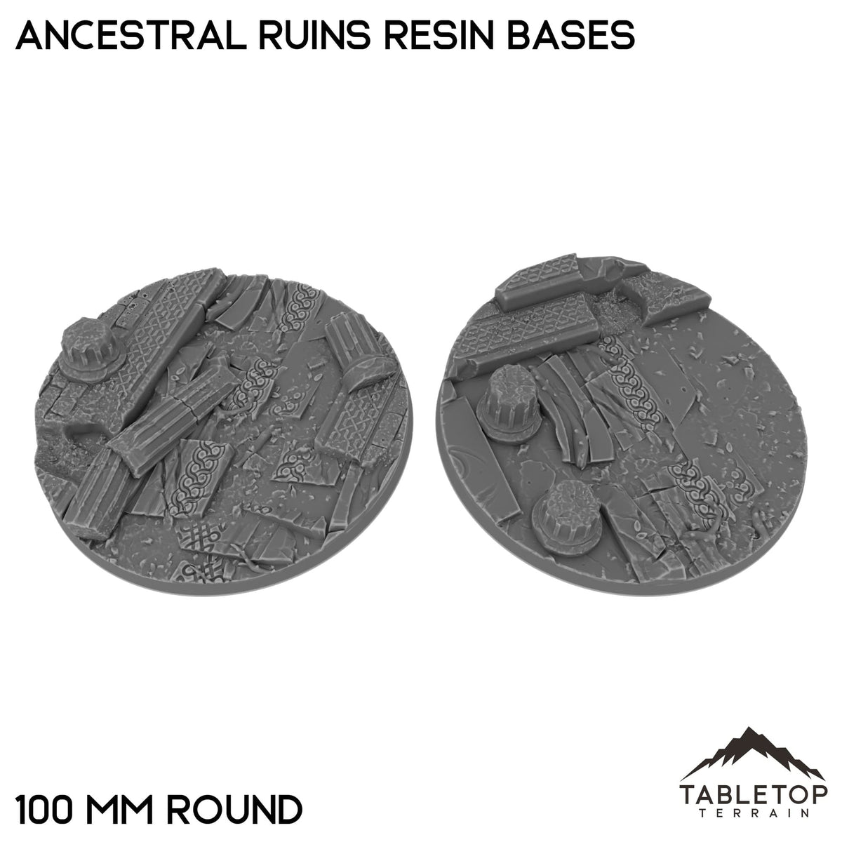Tabletop Terrain Bases 100 mm / Single Ancestral Ruins Resin Bases