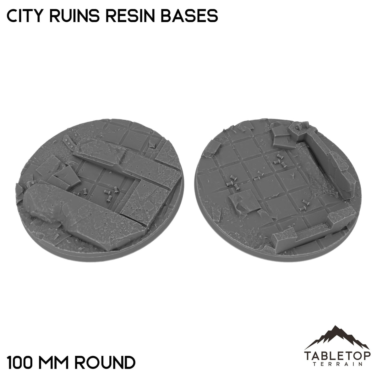 Tabletop Terrain Bases 100 mm / Single City Ruins Resin Bases