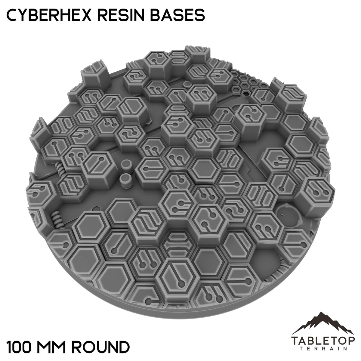 Tabletop Terrain Bases 100 mm / Single Cyberhex Resin Bases