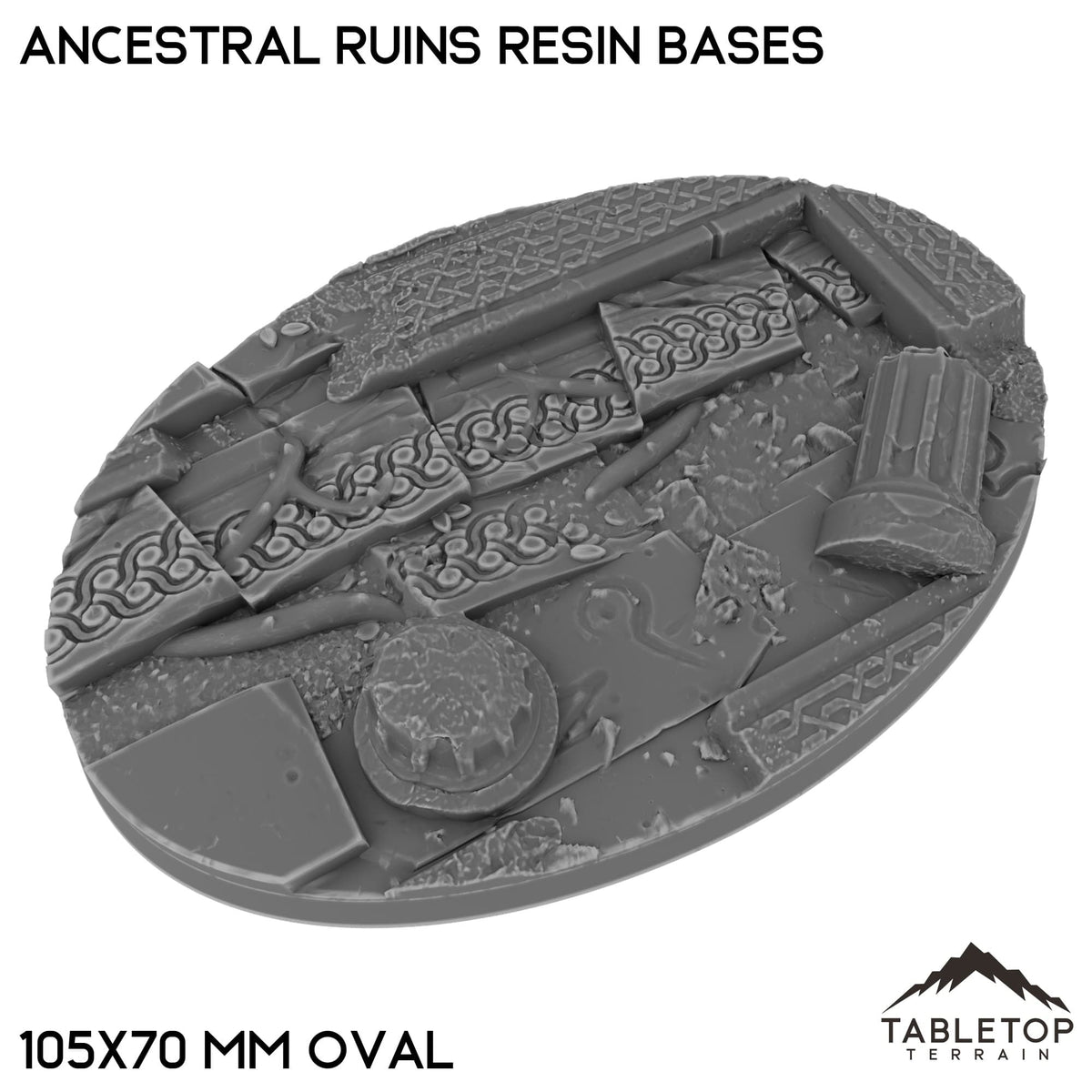 Tabletop Terrain Bases 105×70 mm oval / Single Ancestral Ruins Resin Bases
