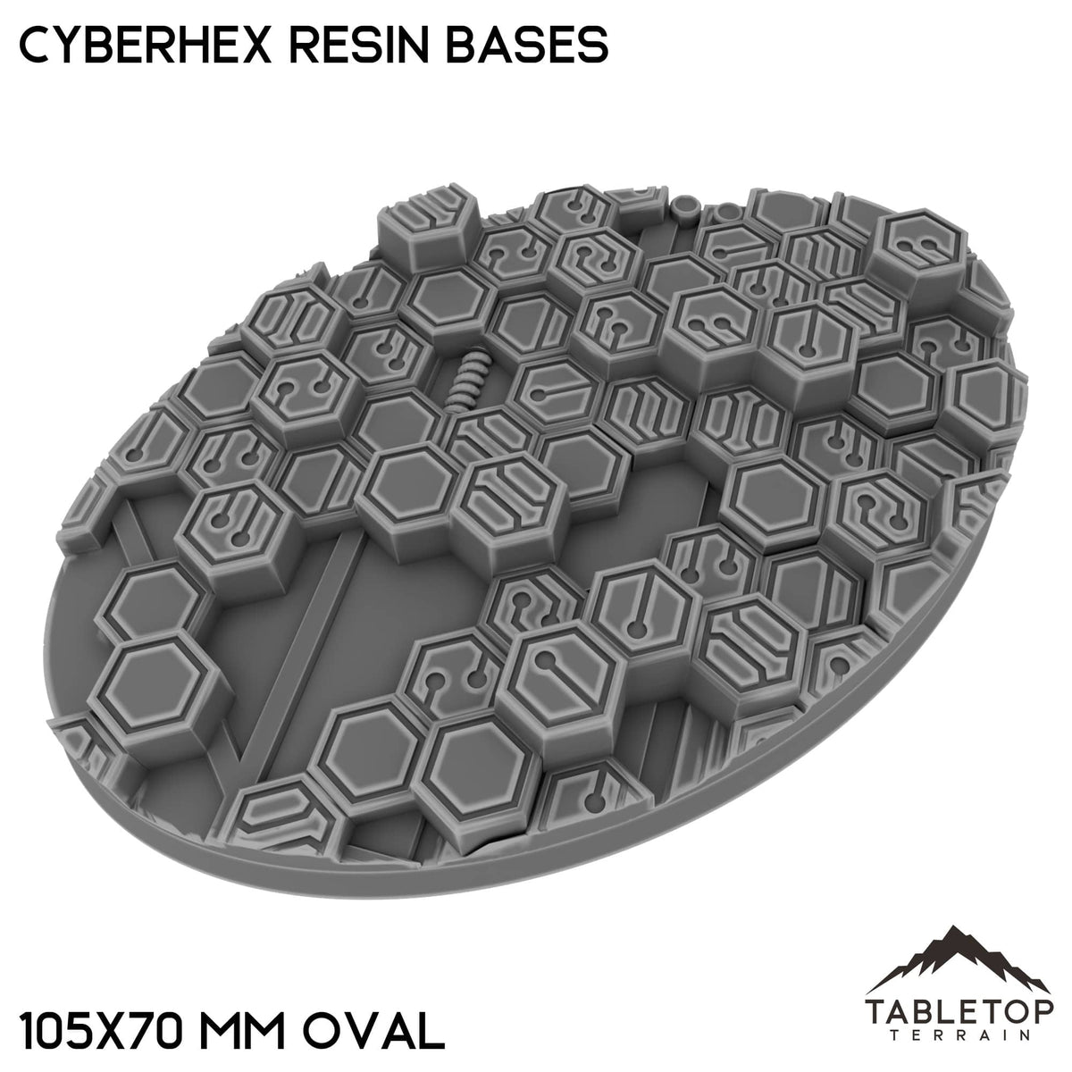 Tabletop Terrain Bases 105×70 mm oval / Single Cyberhex Resin Bases