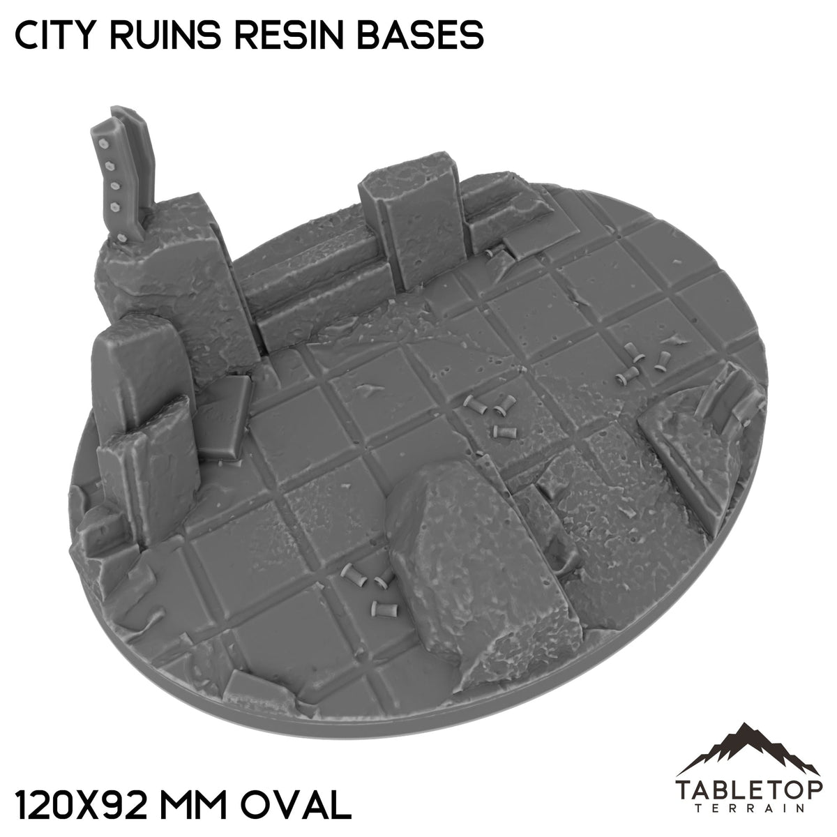 Tabletop Terrain Bases 120×92 mm oval / Single City Ruins Resin Bases