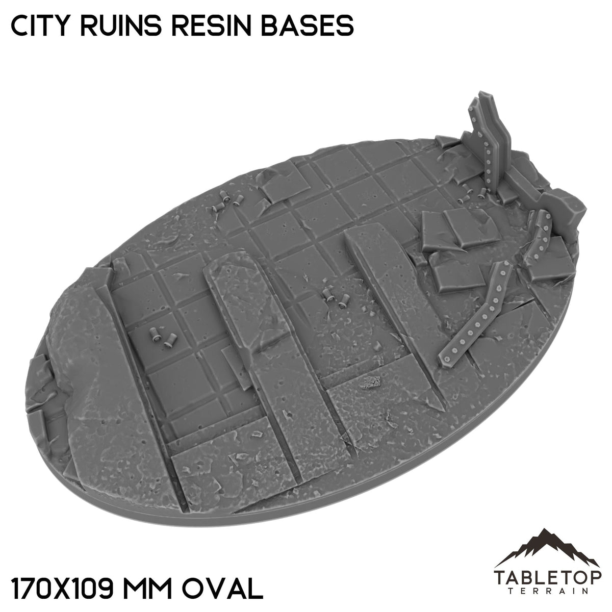 Tabletop Terrain Bases 170×109 mm oval / Single City Ruins Resin Bases