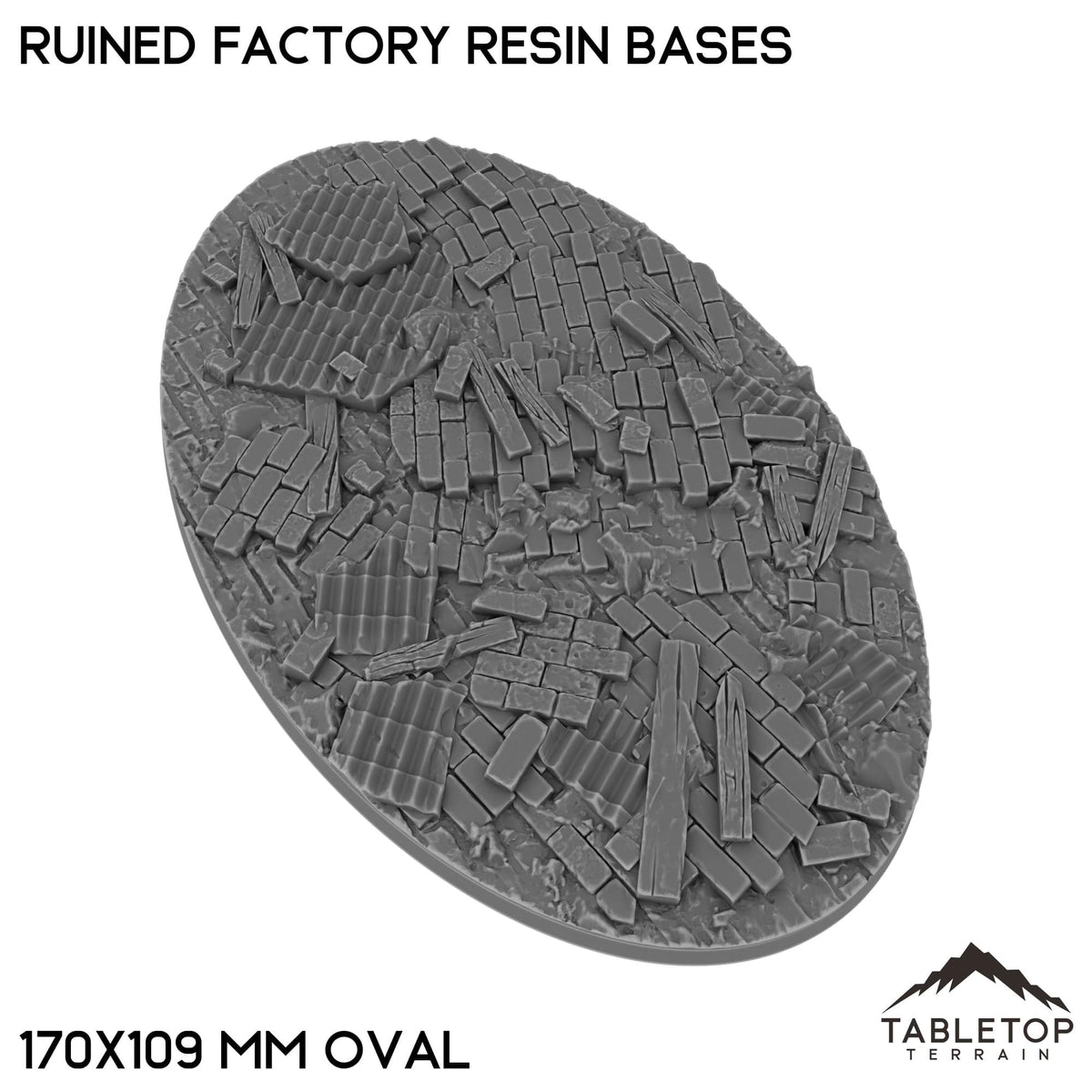 Tabletop Terrain Bases 170×109 mm oval / Single Ruined Factory Resin Bases