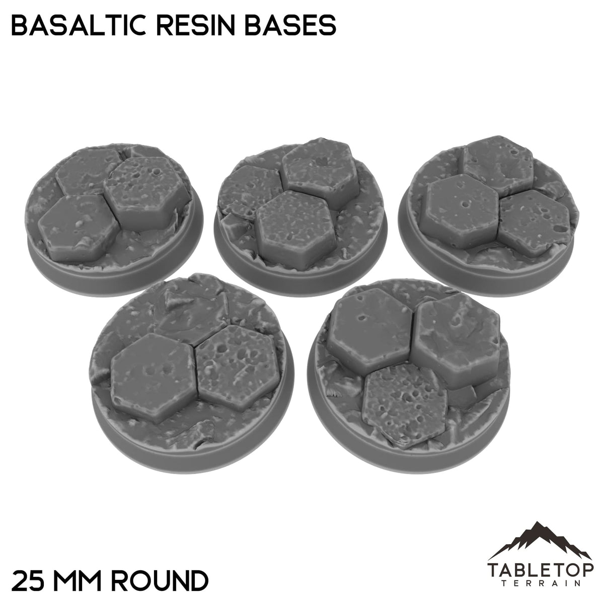 Tabletop Terrain Bases 25 mm / Single Basaltic Resin Bases