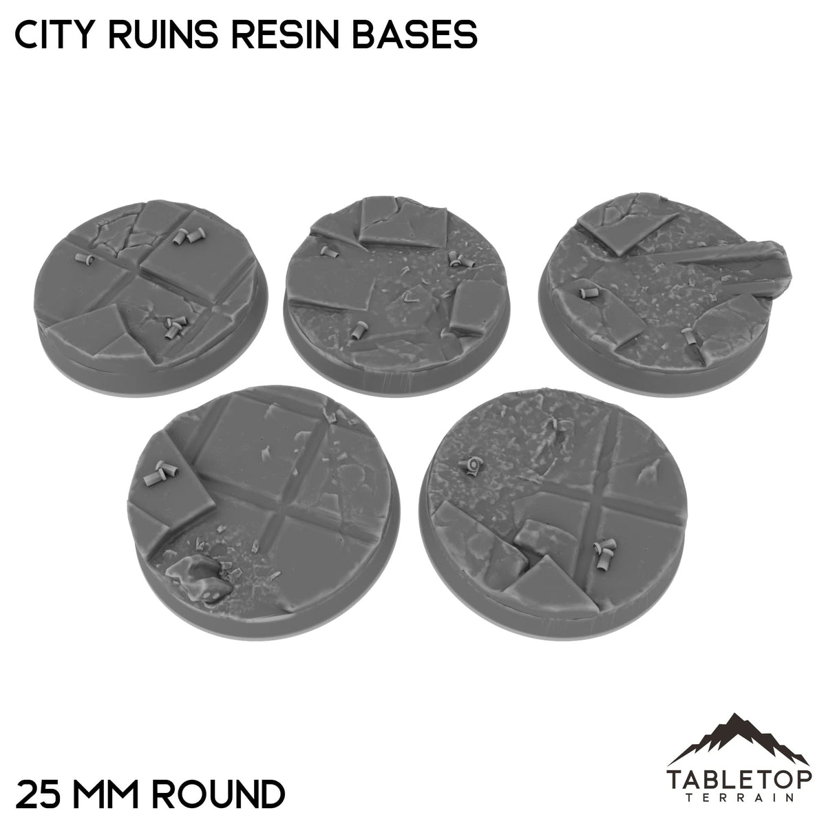 Tabletop Terrain Bases 25 mm / Single City Ruins Resin Bases