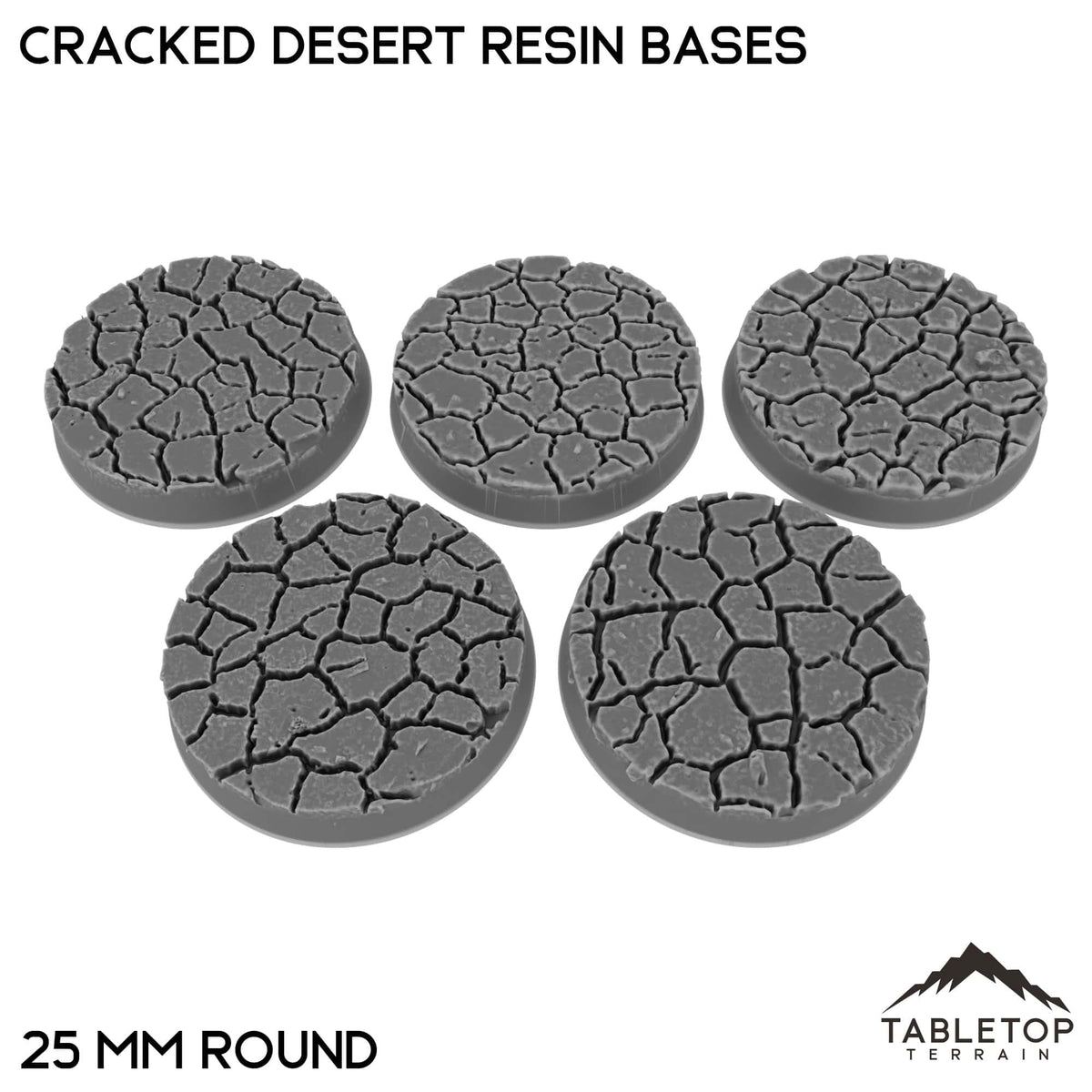 Tabletop Terrain Bases 25 mm / Single Cracked Desert Resin Bases