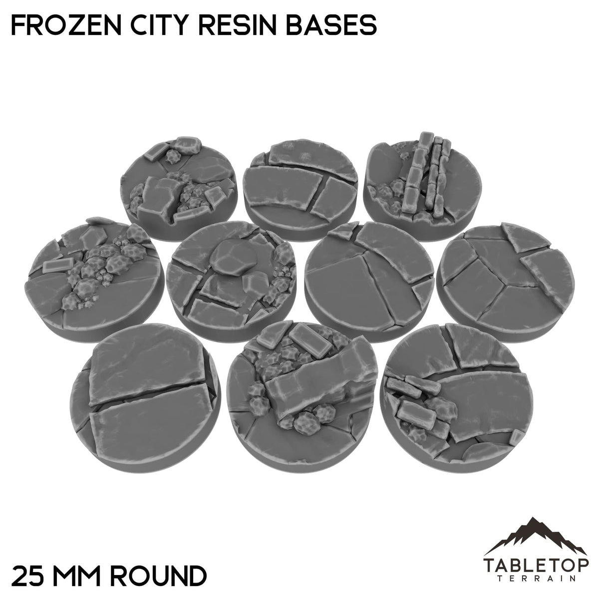 Tabletop Terrain Bases 25 mm / Single Frozen City Resin Bases