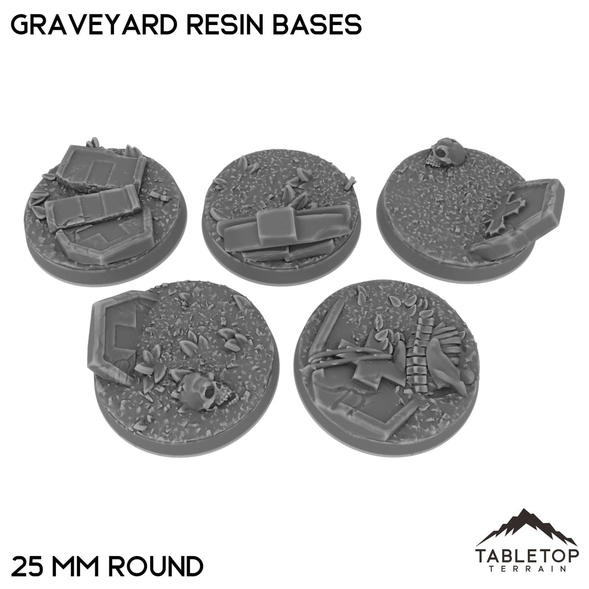 Tabletop Terrain Bases 25 mm / Single Graveyard Resin Bases