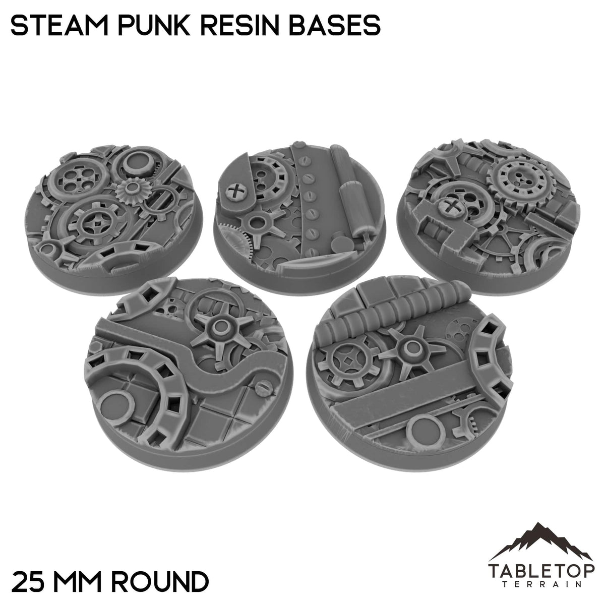 Tabletop Terrain Bases 25 mm / Single Steam Punk Resin Bases