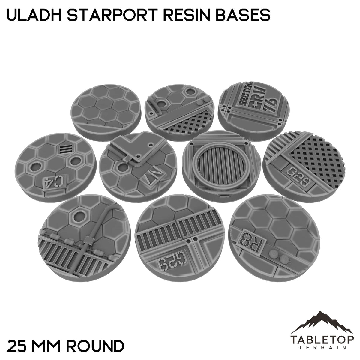 Tabletop Terrain Bases 25 mm / Single Uladh Starport Resin Bases