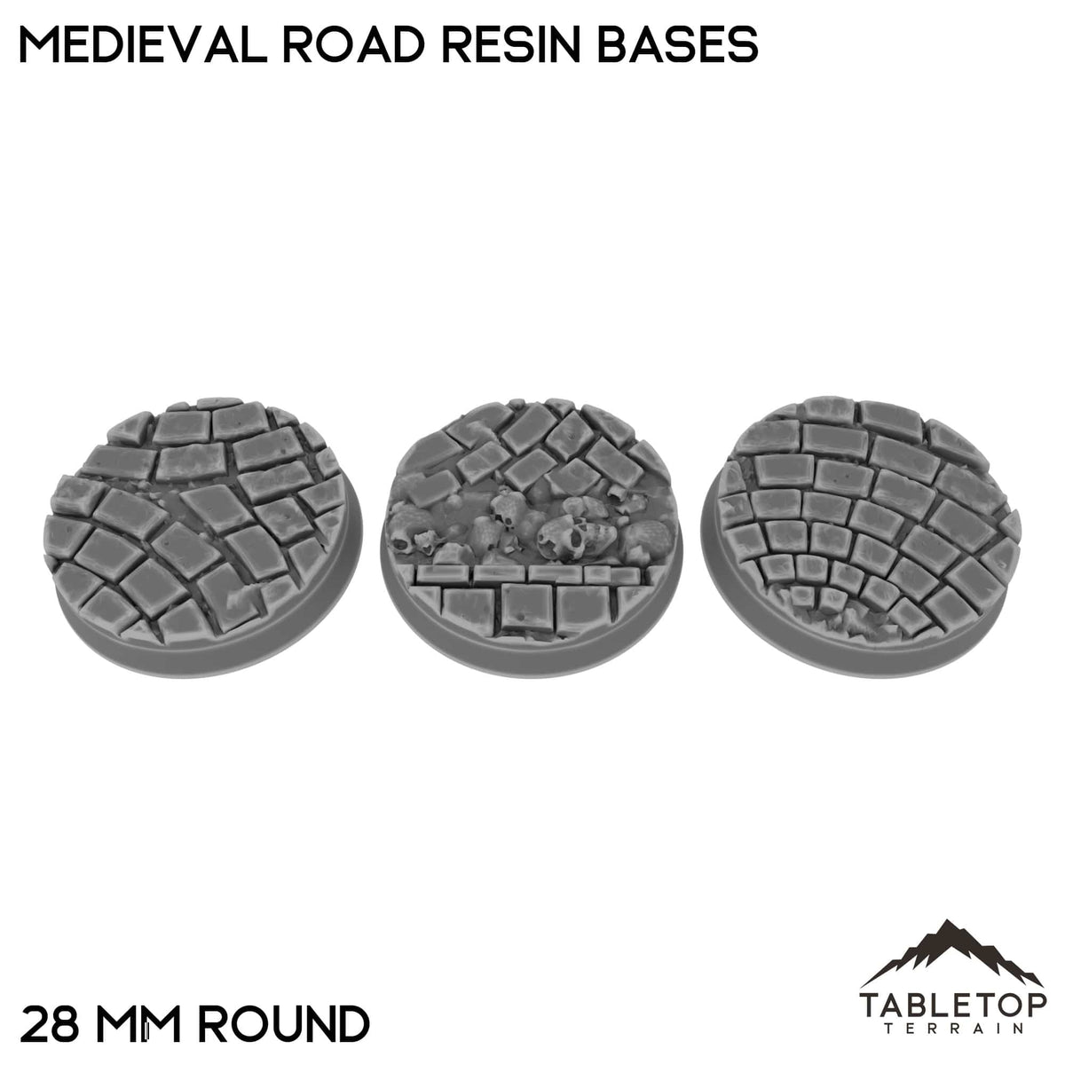 Tabletop Terrain Bases 28 mm / Single Medieval Road Resin Bases