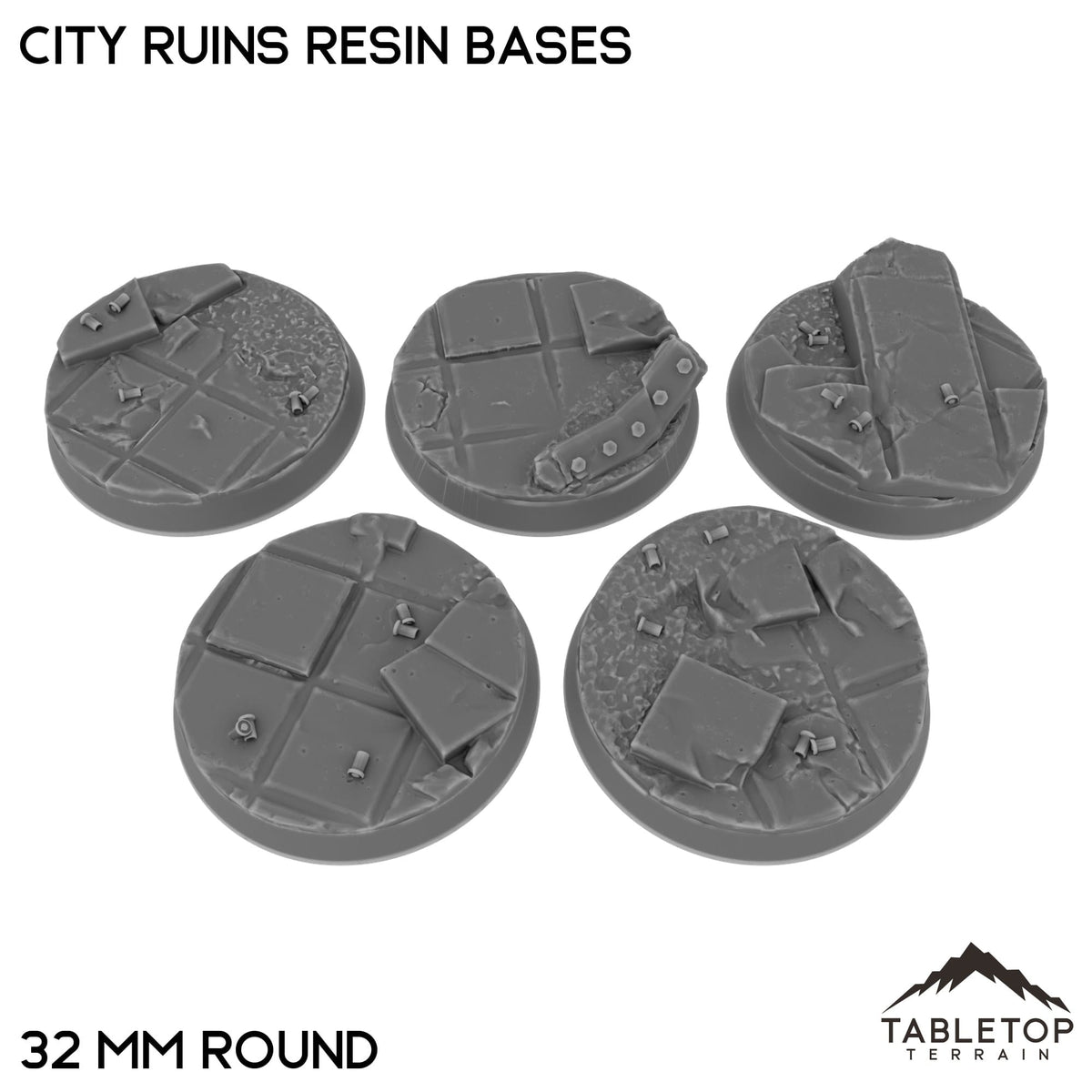 Tabletop Terrain Bases 32 mm / Single City Ruins Resin Bases