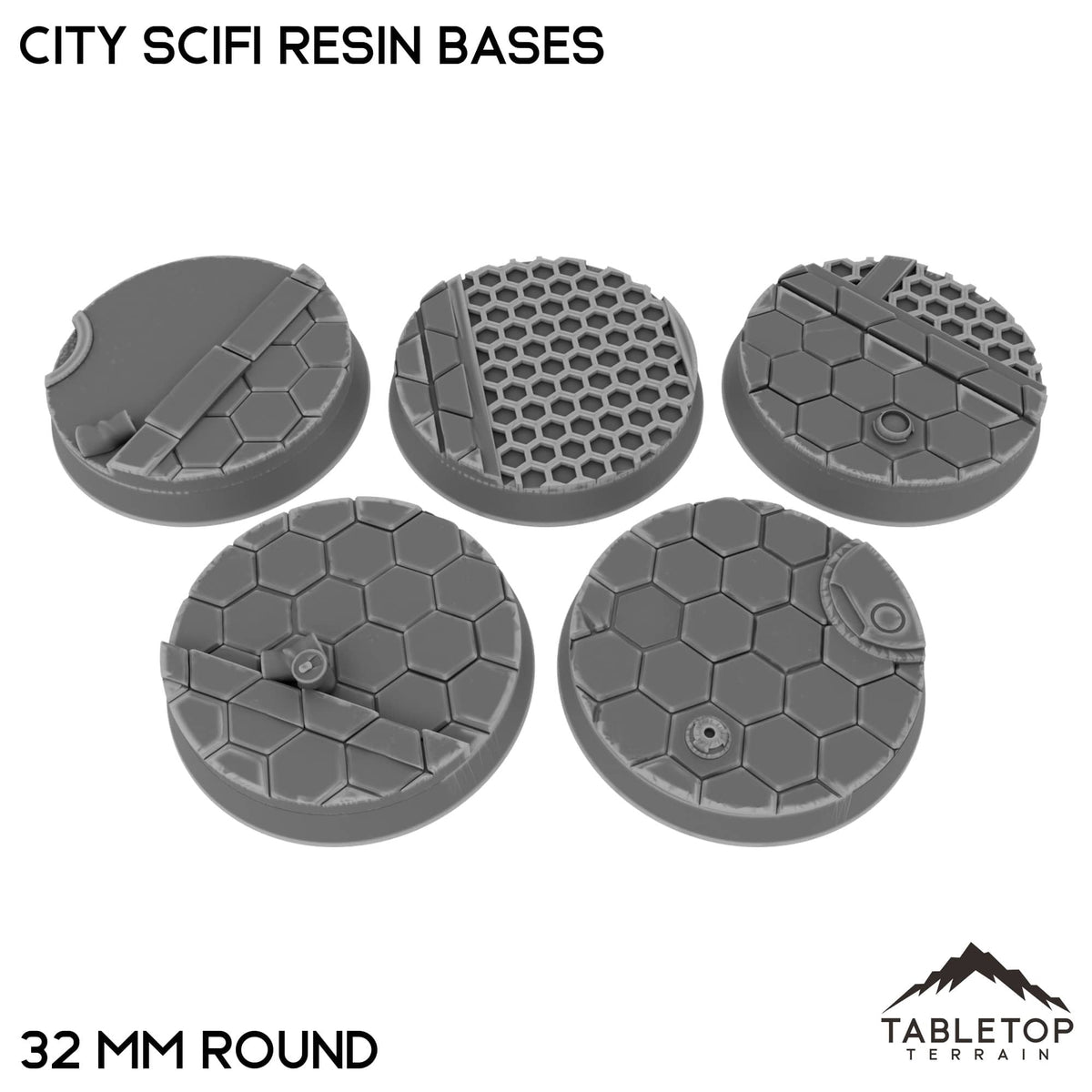 Tabletop Terrain Bases 32 mm / Single City SciFi Resin Bases