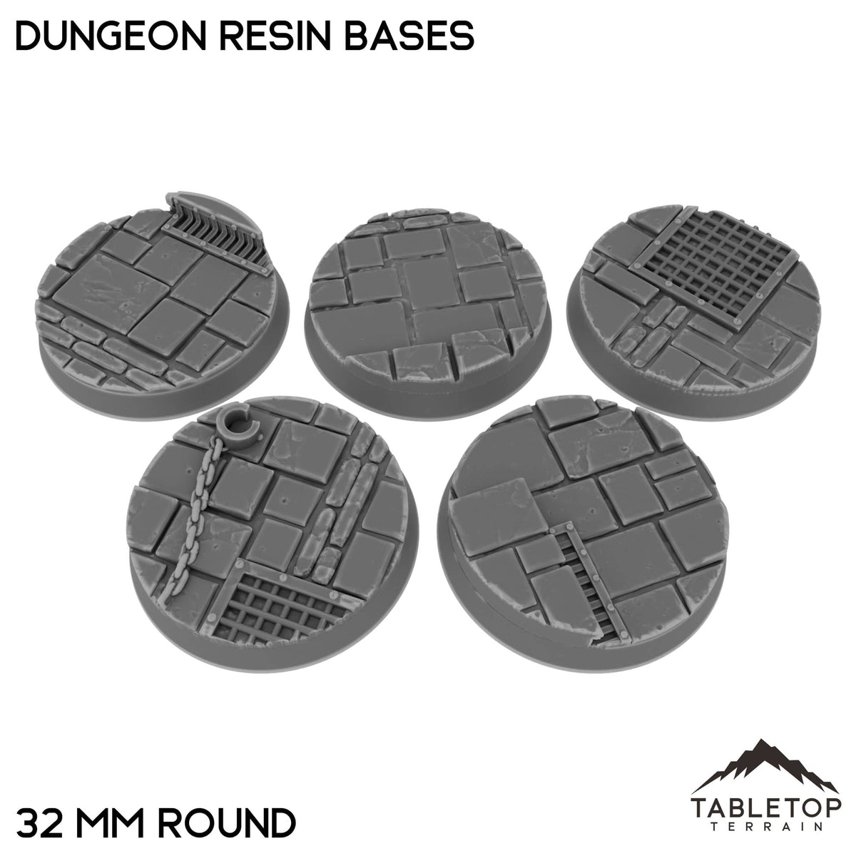 Tabletop Terrain Bases 32 mm / Single Dungeon Resin Bases
