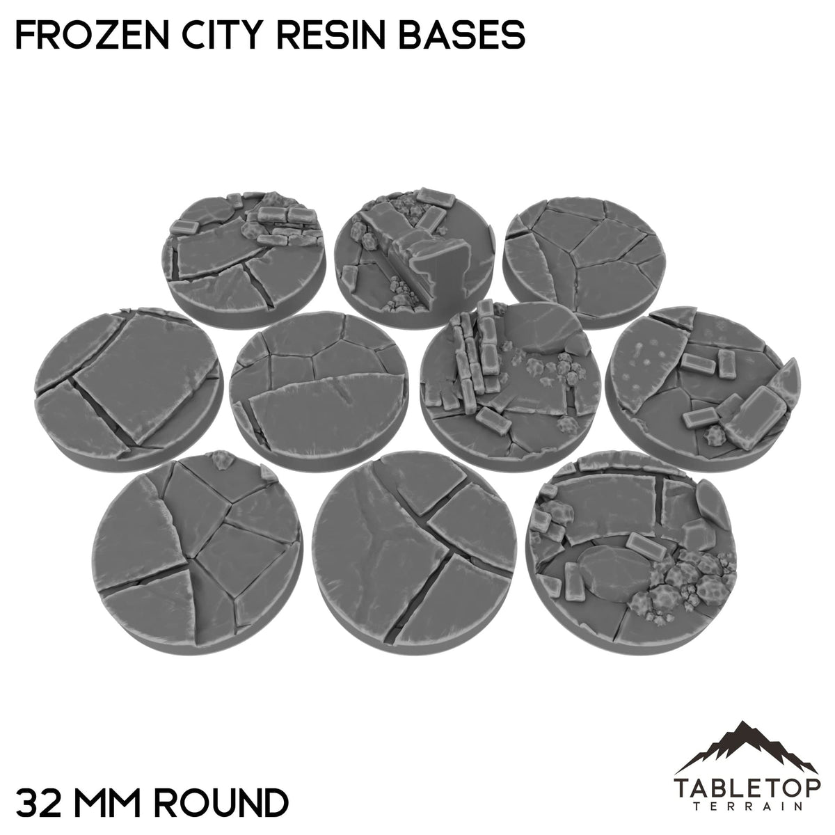 Tabletop Terrain Bases 32 mm / Single Frozen City Resin Bases