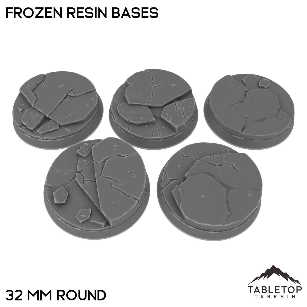 Tabletop Terrain Bases 32 mm / Single Frozen Resin Bases