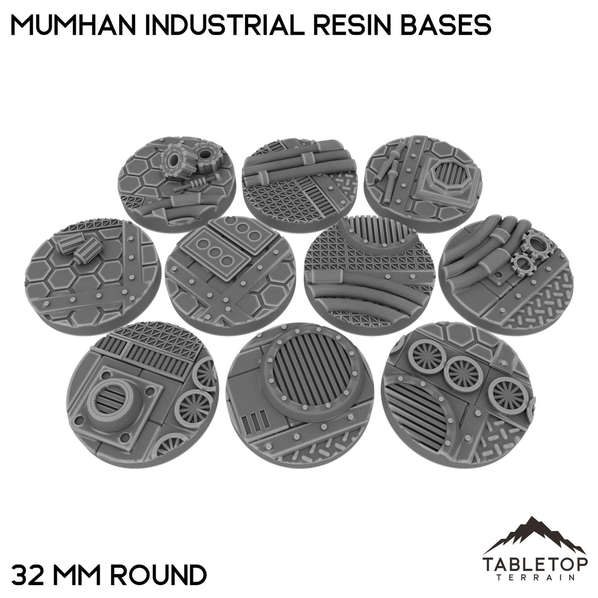 Tabletop Terrain Bases 32 mm / Single Mumhan Industrial Resin Bases