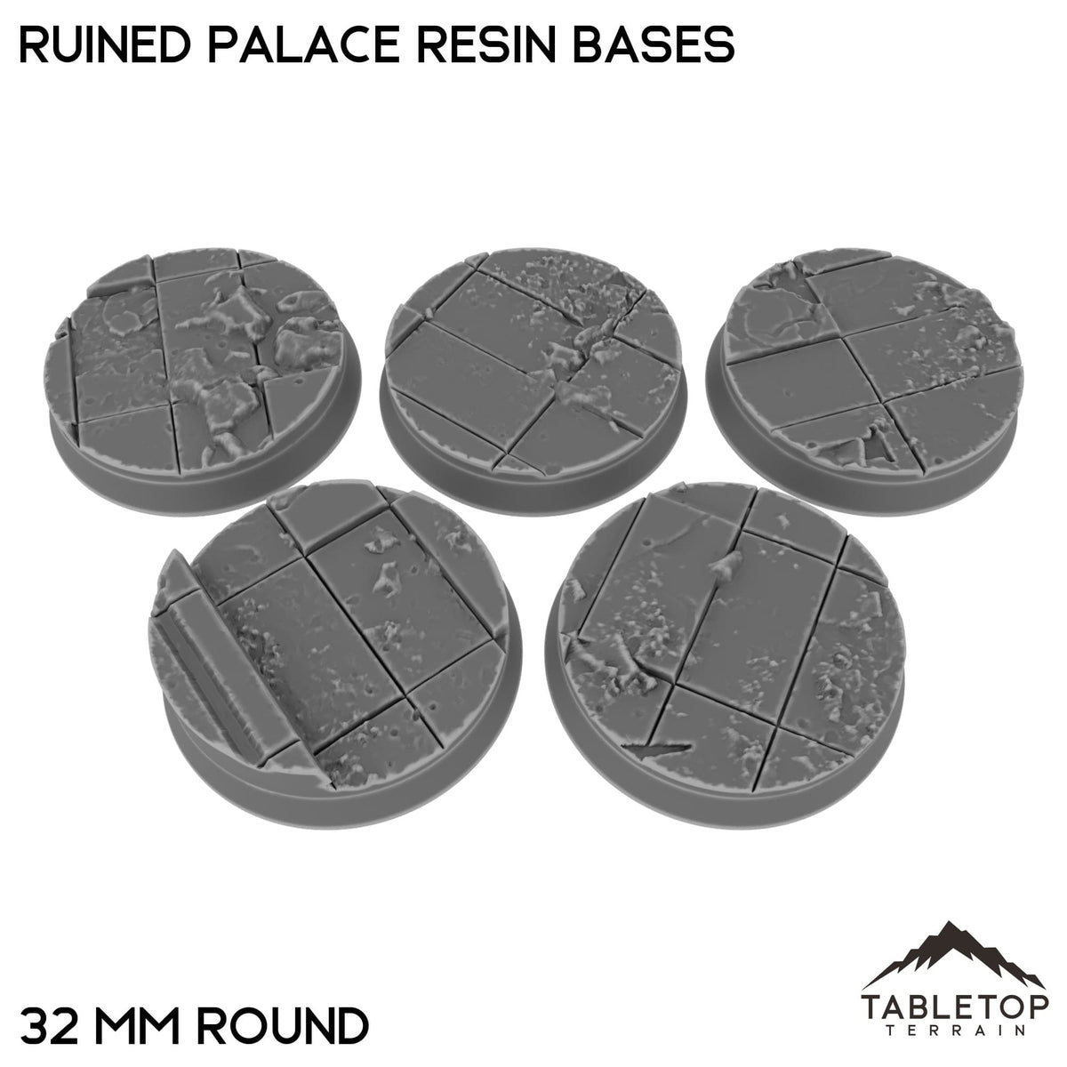 Tabletop Terrain Bases 32 mm / Single Ruined Palace Resin Bases
