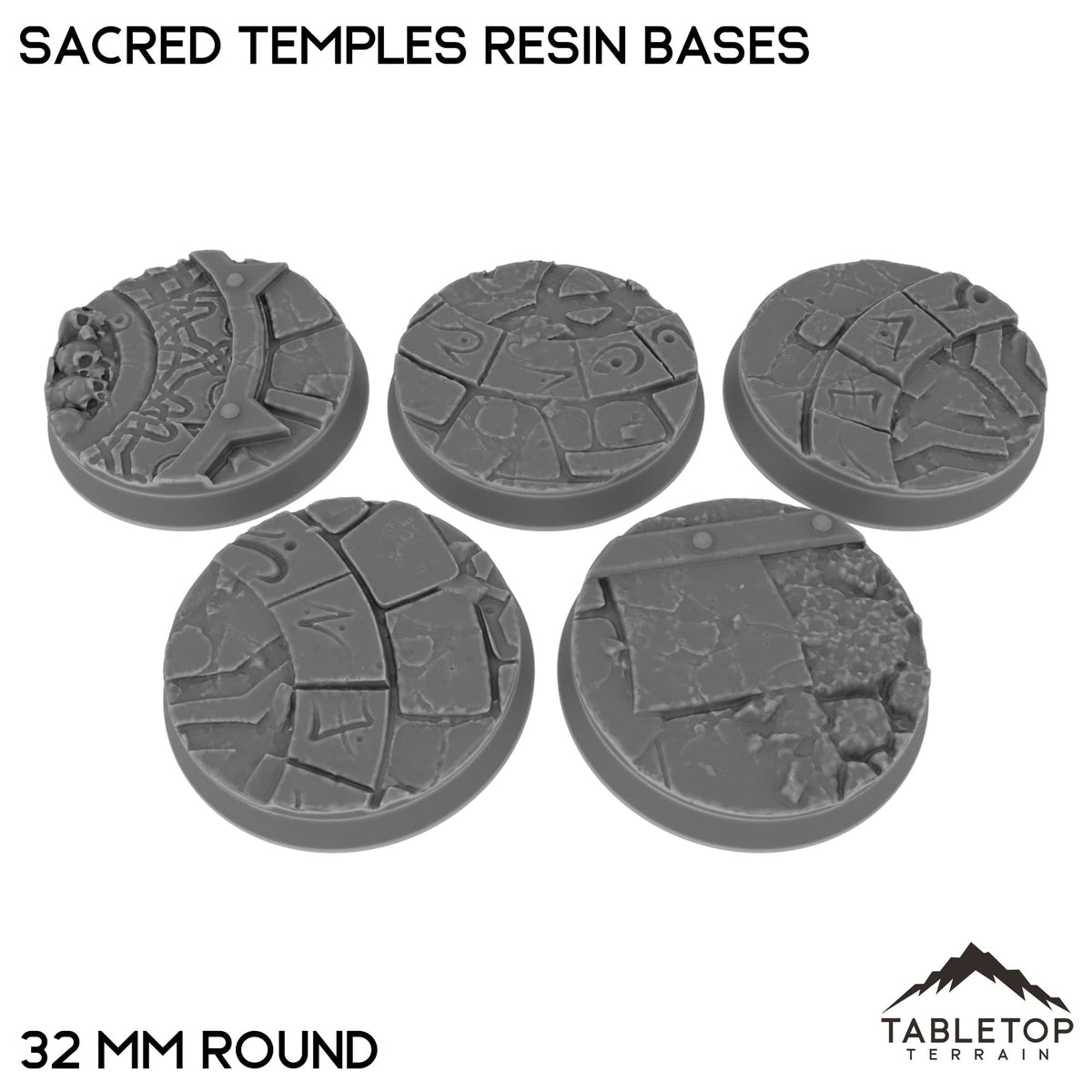 Tabletop Terrain Bases 32 mm / Single Sacred Temples Resin Bases