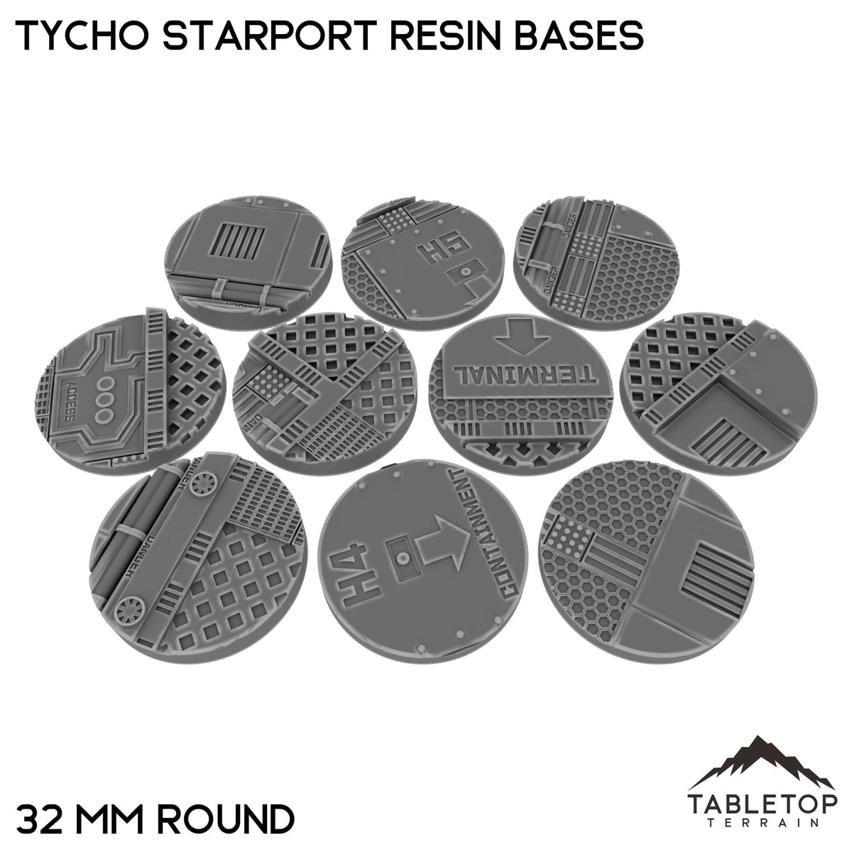 Tabletop Terrain Bases 32 mm / Single Tycho Starport Resin Bases