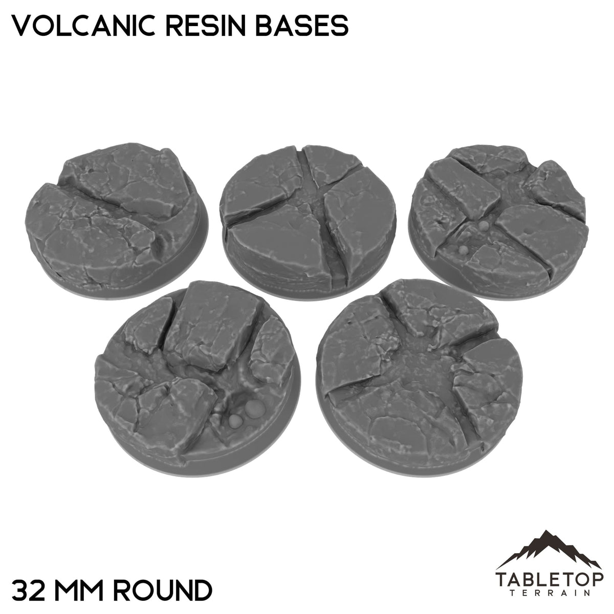 Tabletop Terrain Bases 32 mm / Single Volcanic Resin Bases