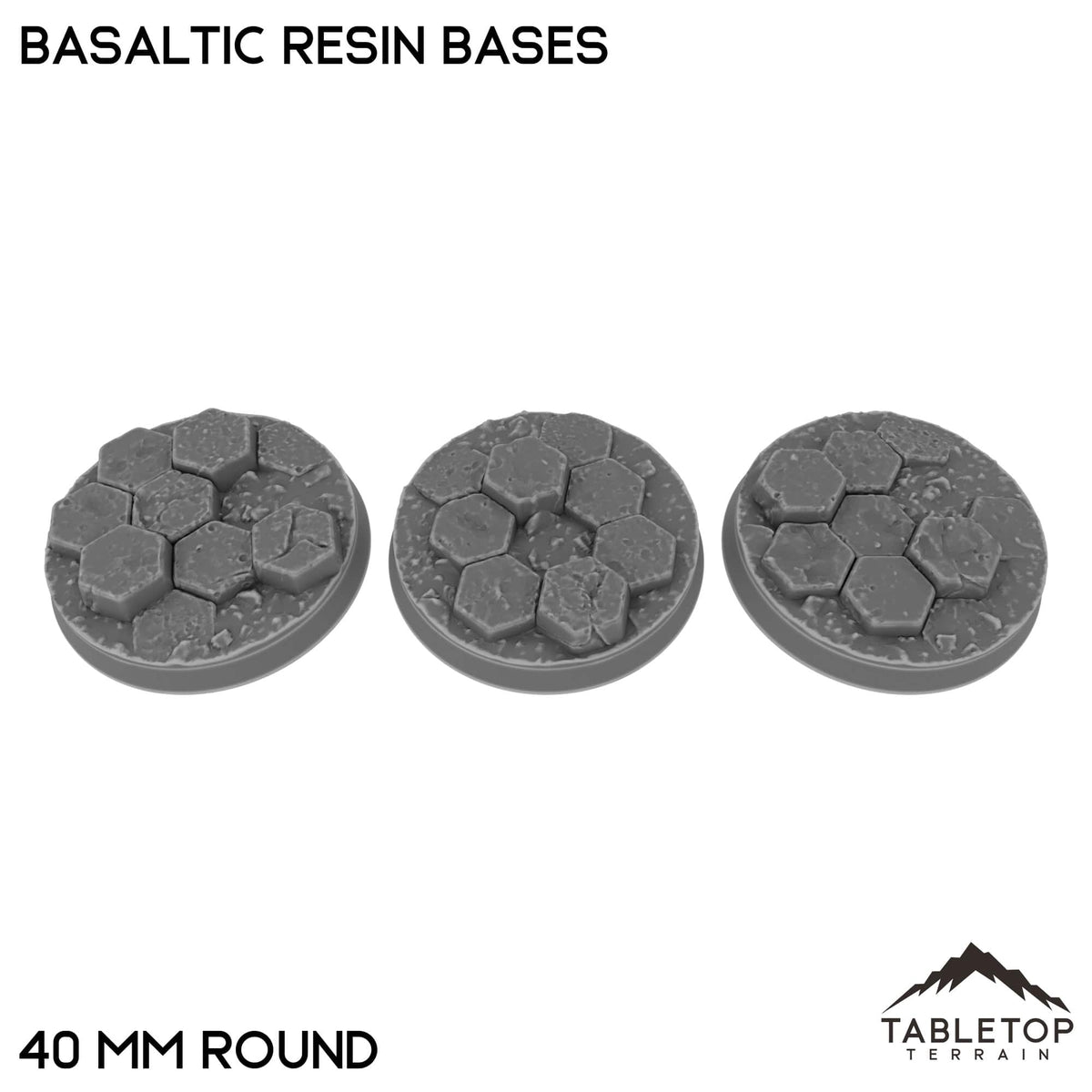 Tabletop Terrain Bases 40 mm / Single Basaltic Resin Bases