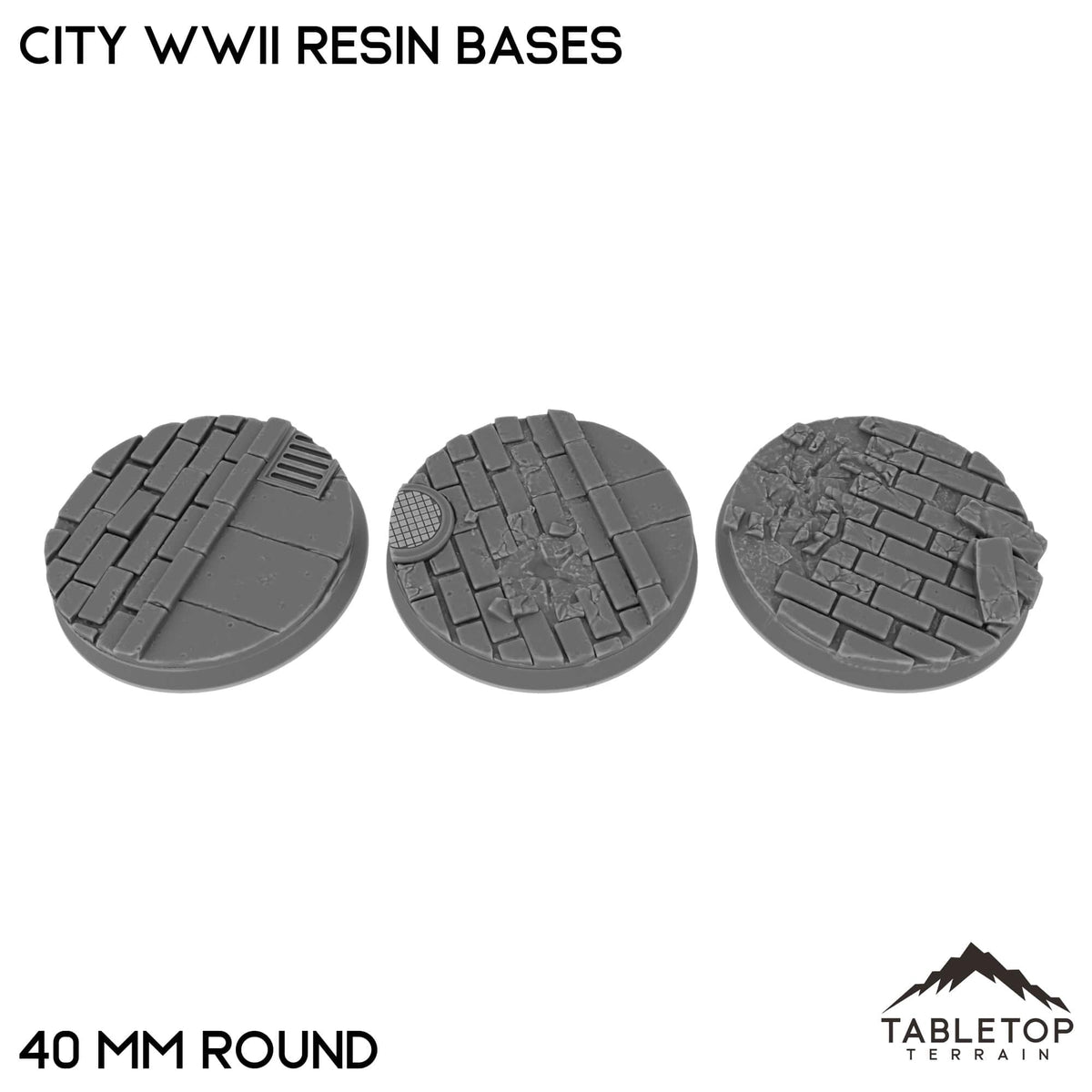Tabletop Terrain Bases 40 mm / Single City WWII Resin Bases