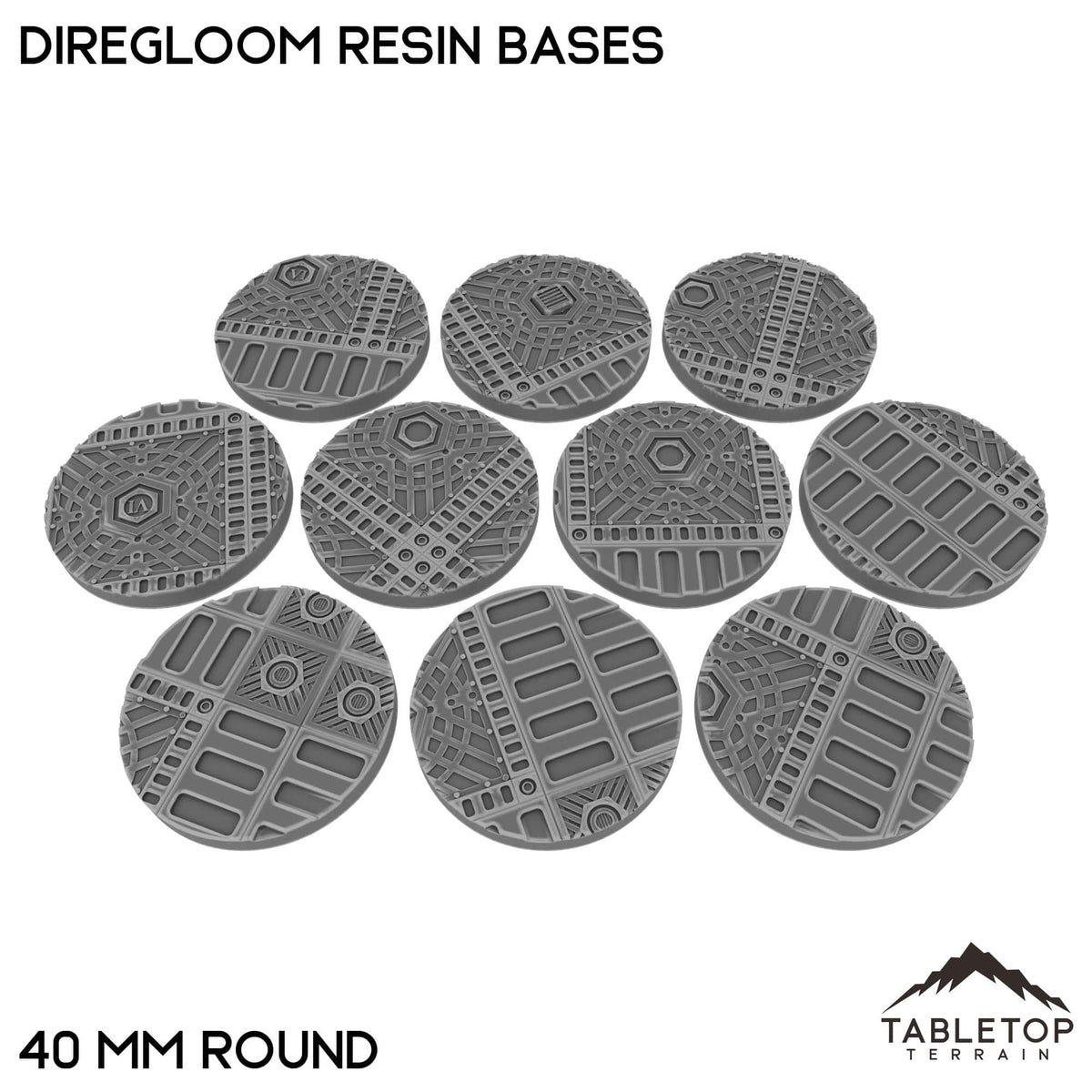 Tabletop Terrain Bases 40 mm / Single Diregloom Resin Bases